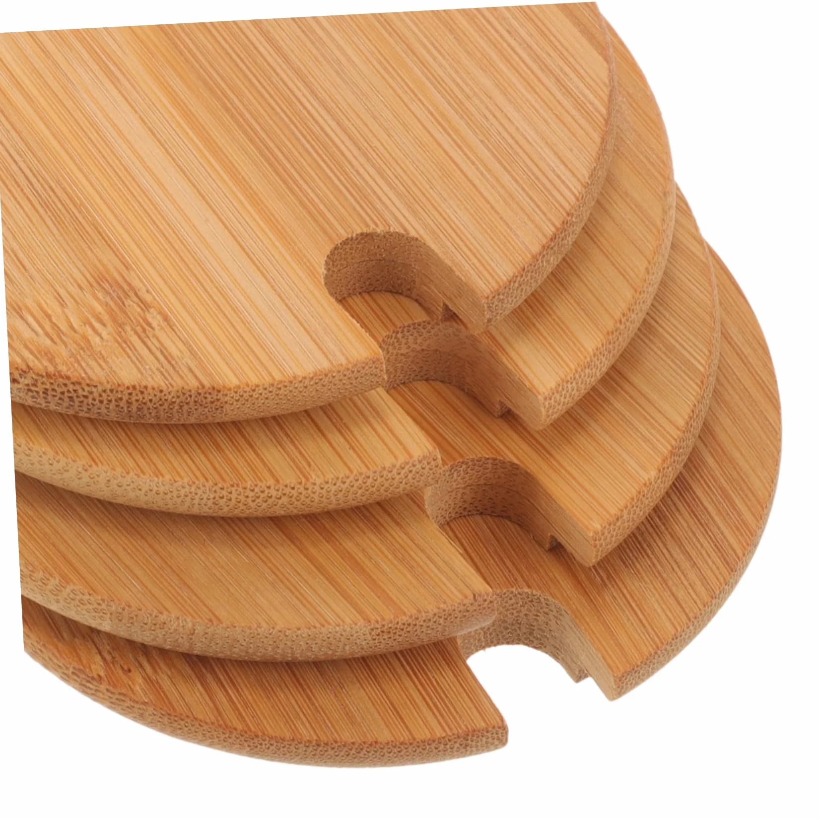 4pcs Bamboo Round Mug Lid Easy Install Cup Cover Hole for Tea Water Cups
