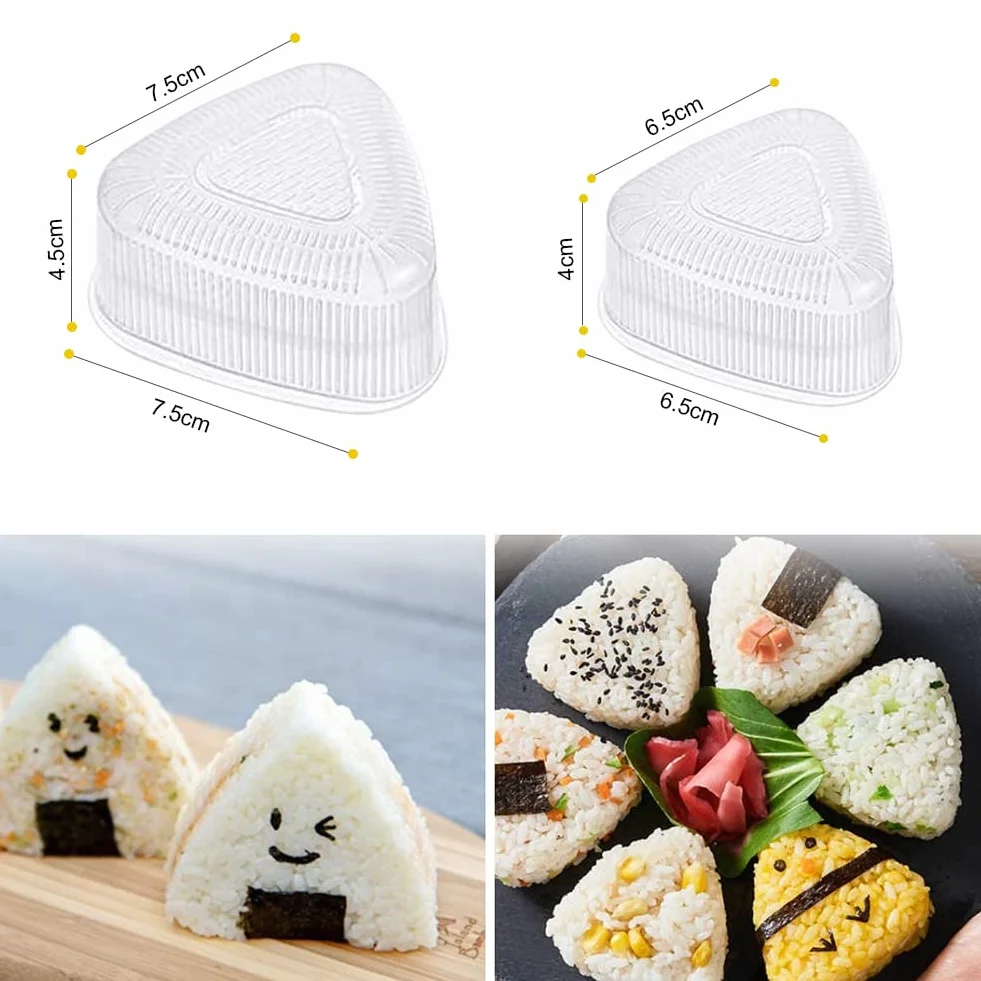 4 sztuki foremek Onigiri, trójkątna forma do sushi, forma do ryżu, zestaw 2 trójkątnych form do sushi do sushi Onigiri, nadaje się do trójkątnego sushi, narzędzie do ryżu Onigiri