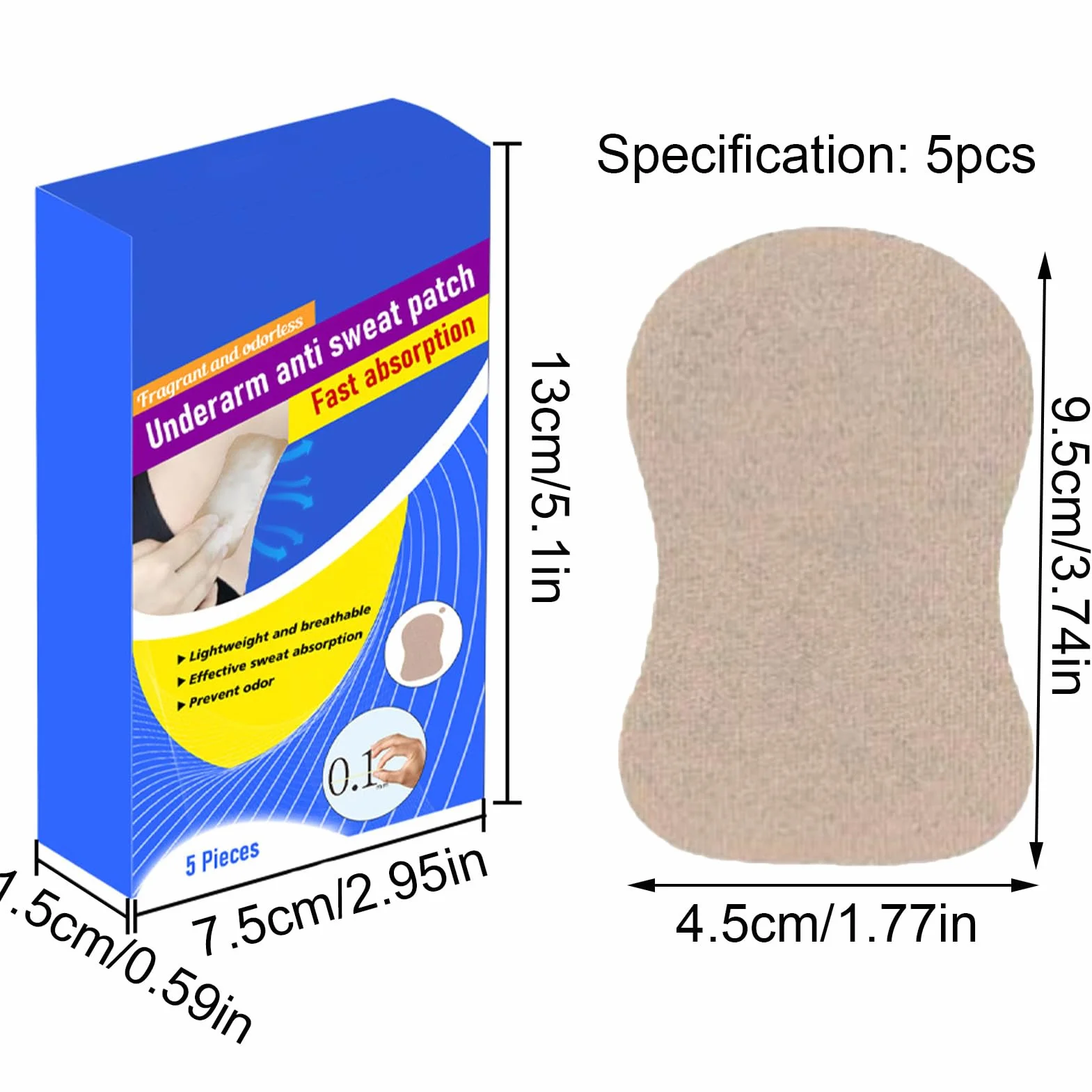 Wkładki przeciwpotowe pod pachami, Wkładki przeciwpotowe Pod pachami Niewidoczne,5 szt. Łatek przeciwpotowych Wkładki przeciwpotowe - Sweat Guard Soft redukuje nieprzyjemny zapach,