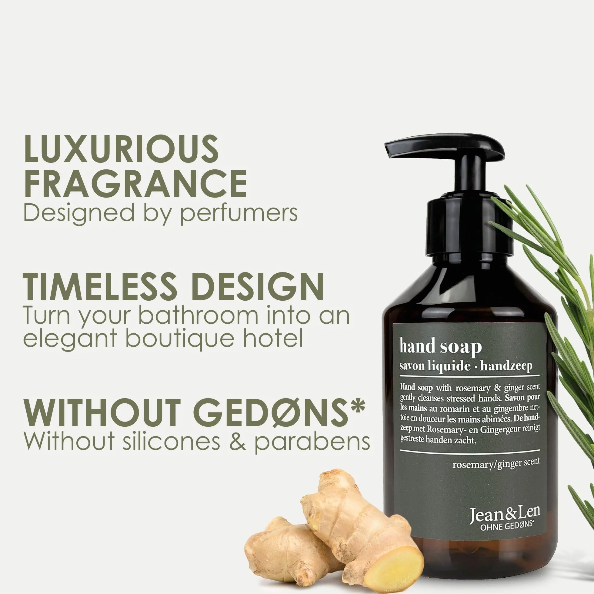 Jean & Len Rosemary & Ginger Mydło w Płynie, 250 ml