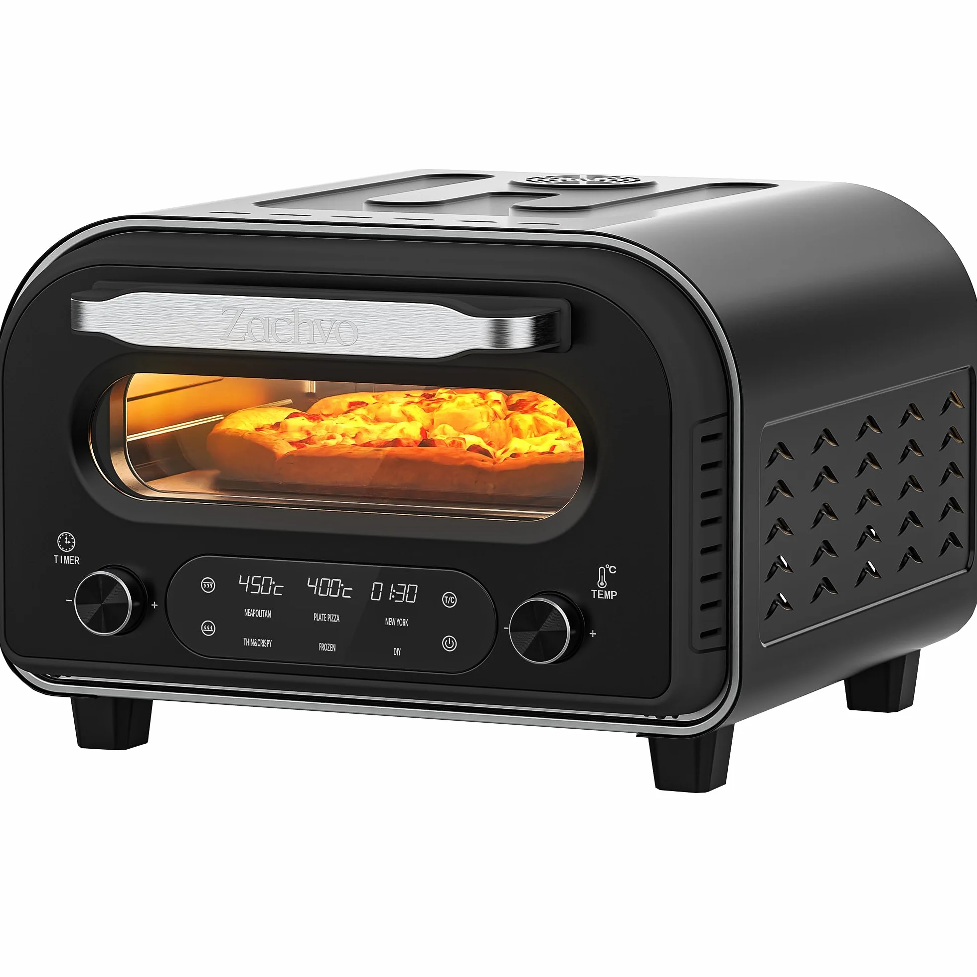Elektryczny piekarnik do pizzy 450°C 32 cm stal nierdzewna timer 1-60 min