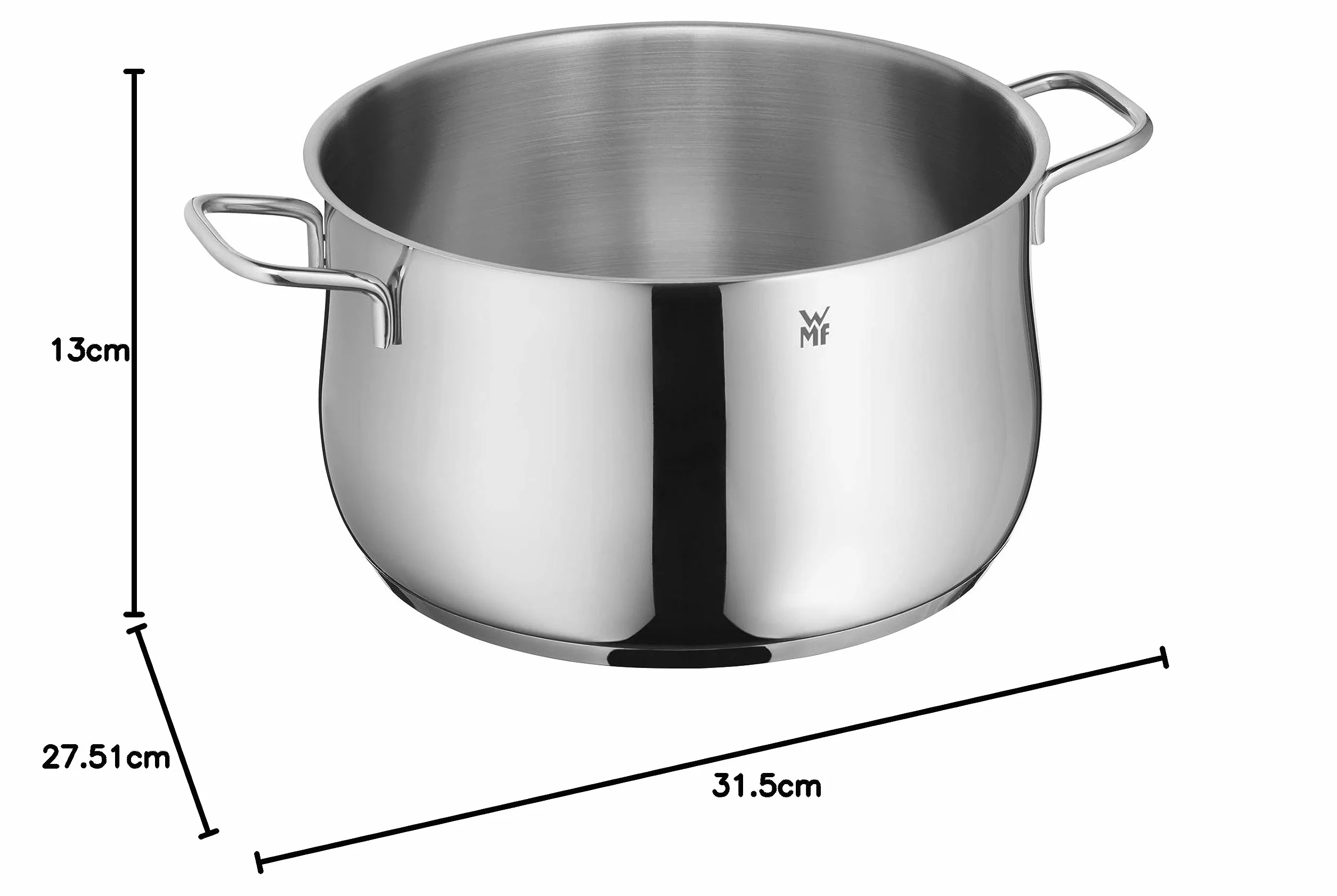 WMF Diadem Plus garnek 24 cm 4,5 l szklana pokrywka polerowana stal nierdzewna Cromargan