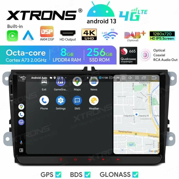 XTRONS IQ92MTVP Radio do Golf Passat Polo Tiguan Touran GPS Android 12 8 GB + 256