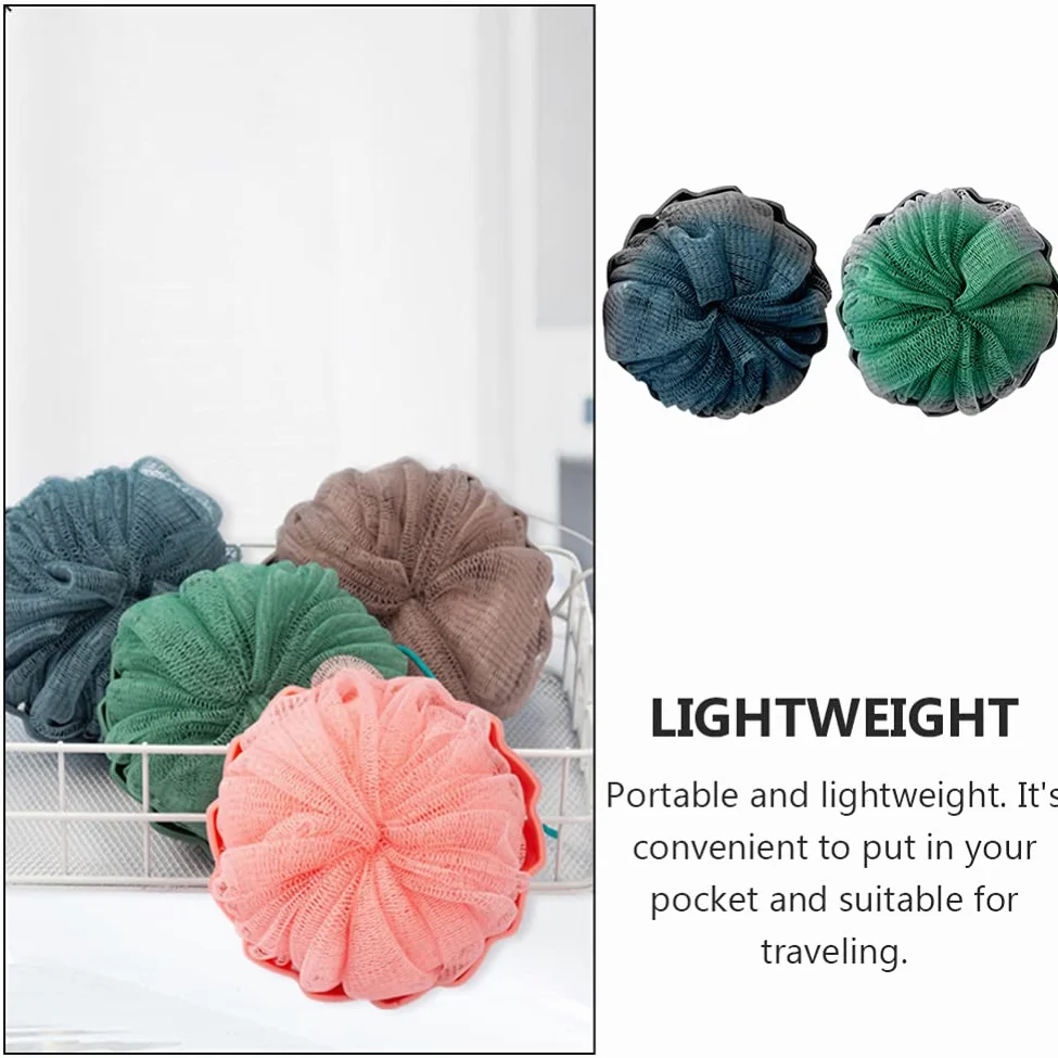 4 szt. Kąpiel pod prysznic Loofah pufa gąbka z siatki pufa piłka pod prysznic miękka kulka do szorowania ciała złuszczająca gąbka do kąpieli ręcznik do mycia ciała dla kobiet mężczyzn dziec