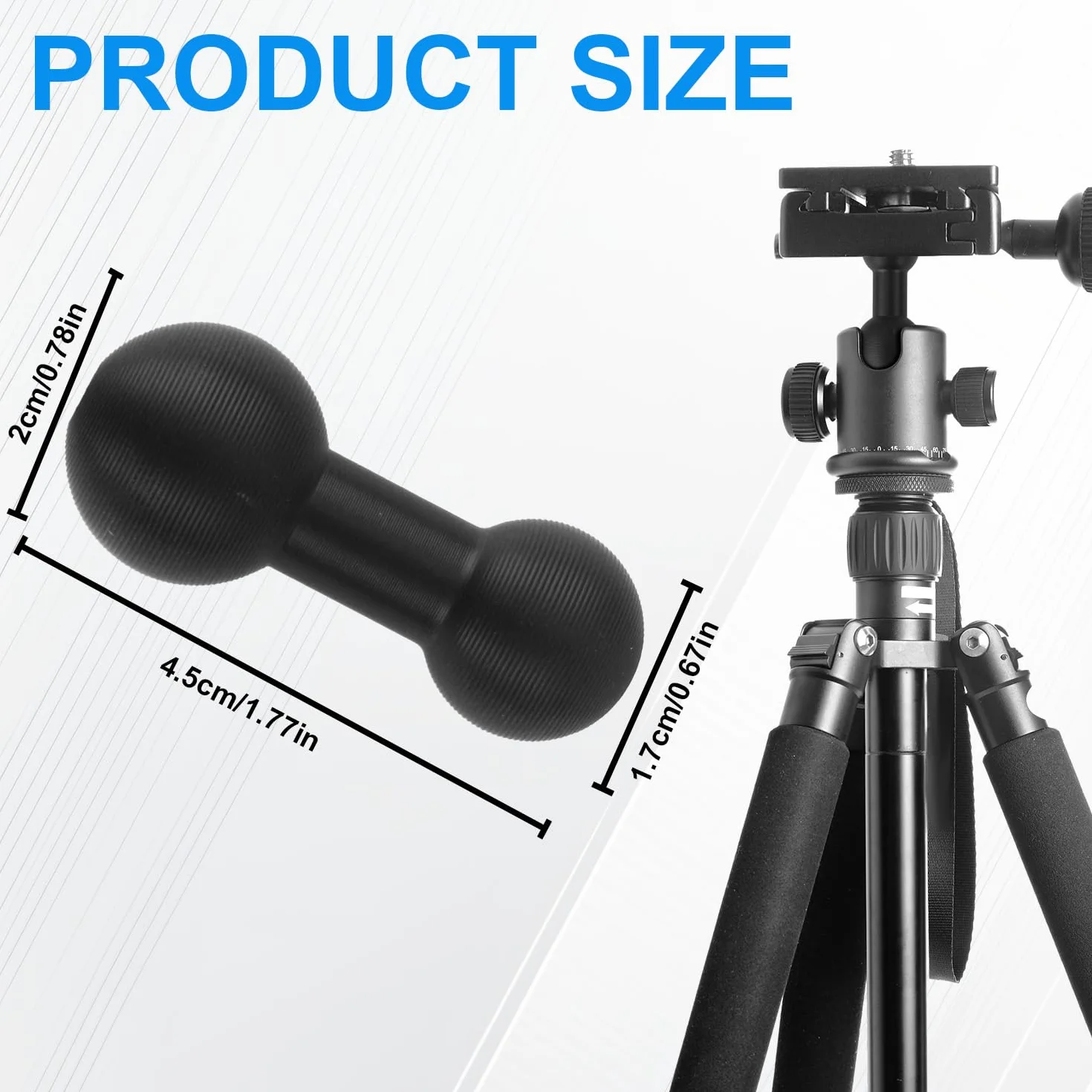 BOXOB 20mm do 17mm Ramię Montażowe Kuliste, Czarne Stop Aluminium Adapter Kulowy Łącznik Przedłużający Bezpiecznego Mocowania do Bulletpoint Dash Ramię Montażowe ze Złączami 17mm