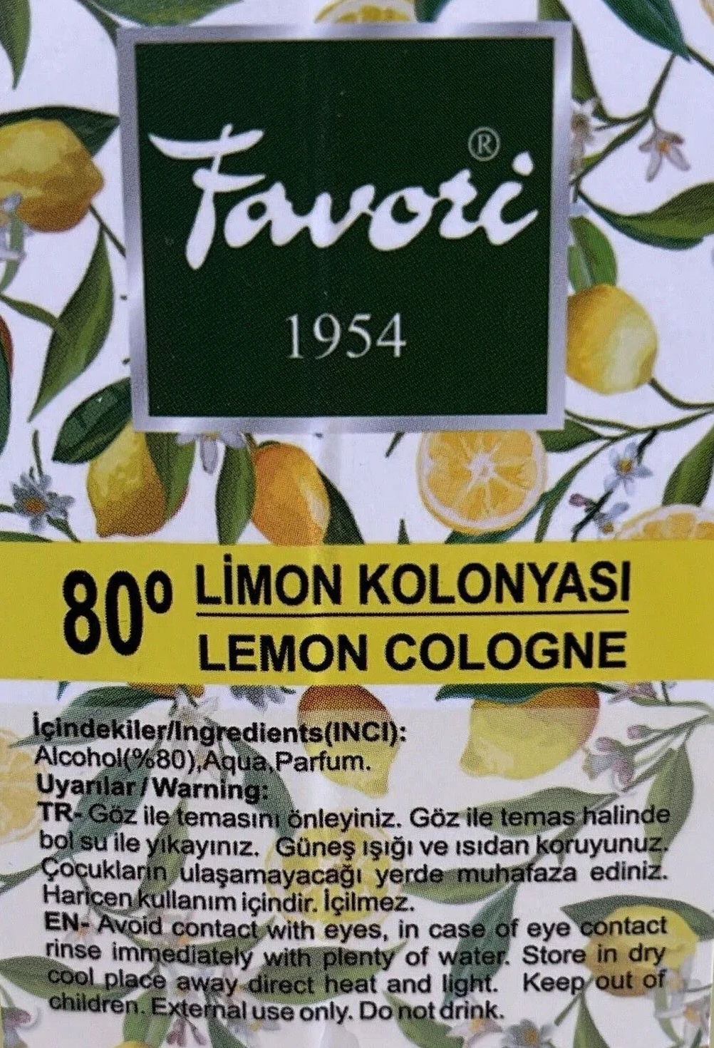 UZMAN Favori Kolonya 80° Limon Cologne since 1954, 5 l cytrynowa woda zapachowa woda kolońska unisex perfumy limonkoloniasi woda po goleniu