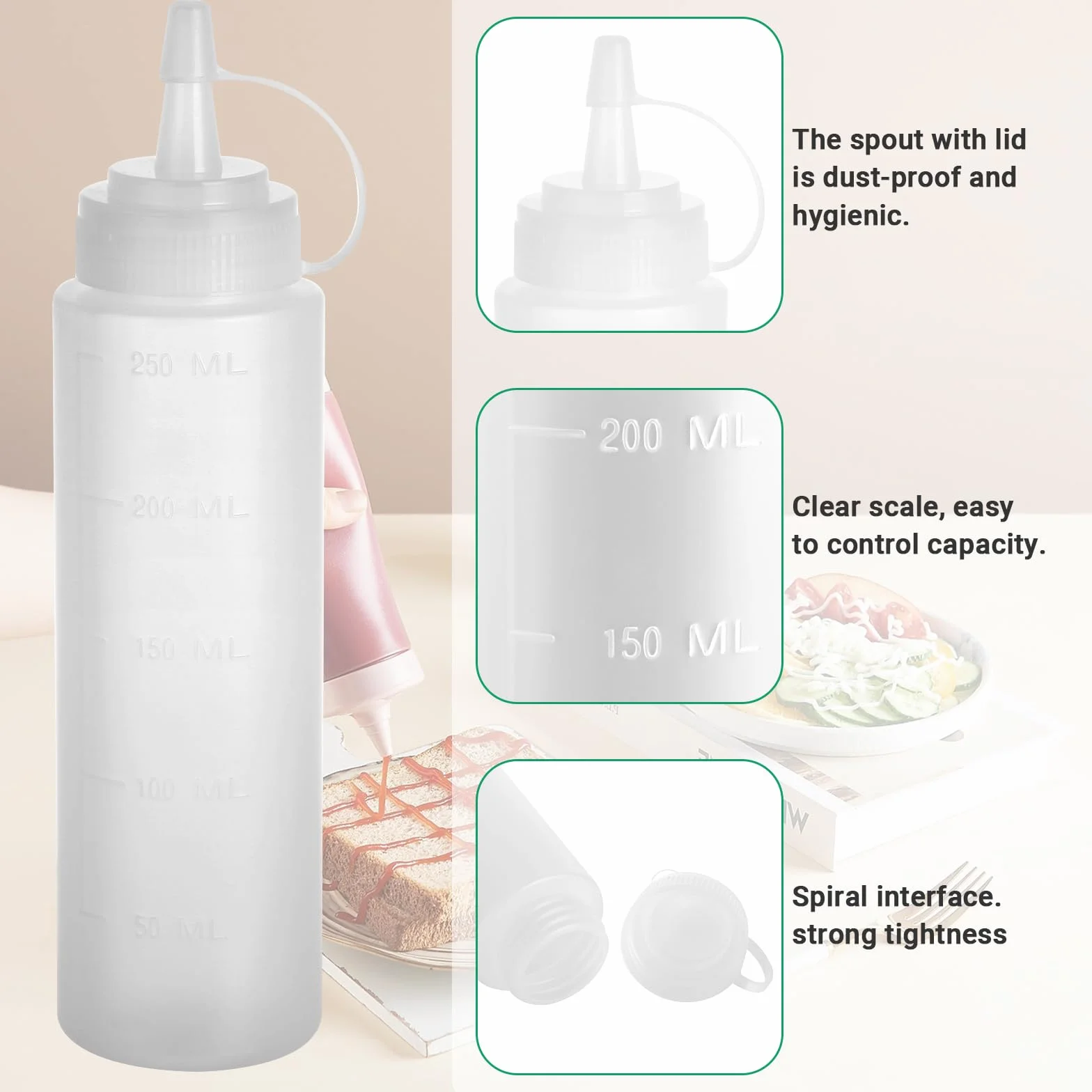 Butelka Squeeze 240 ml Biały 6 sztuk