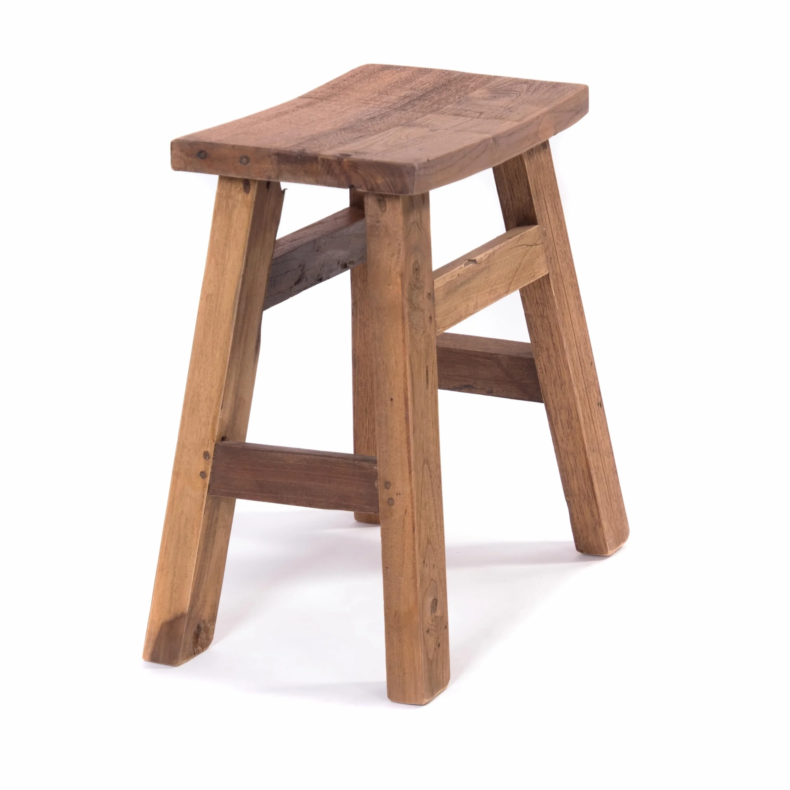 DESIGN DELIGHTS Drewniany Taboret Noah 50x50x30 cm Mahoń Drewno Tekowe