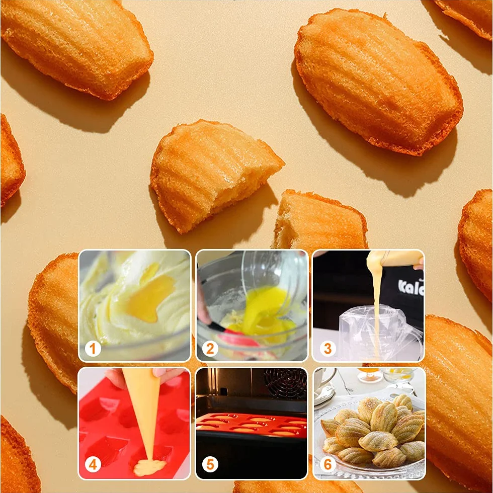 Bäcker & Lecker 2 silikonowe formy do pieczenia Madeleine 29 x 17 cm powłoka zapobiegająca przywieraniu 9 zagłębień