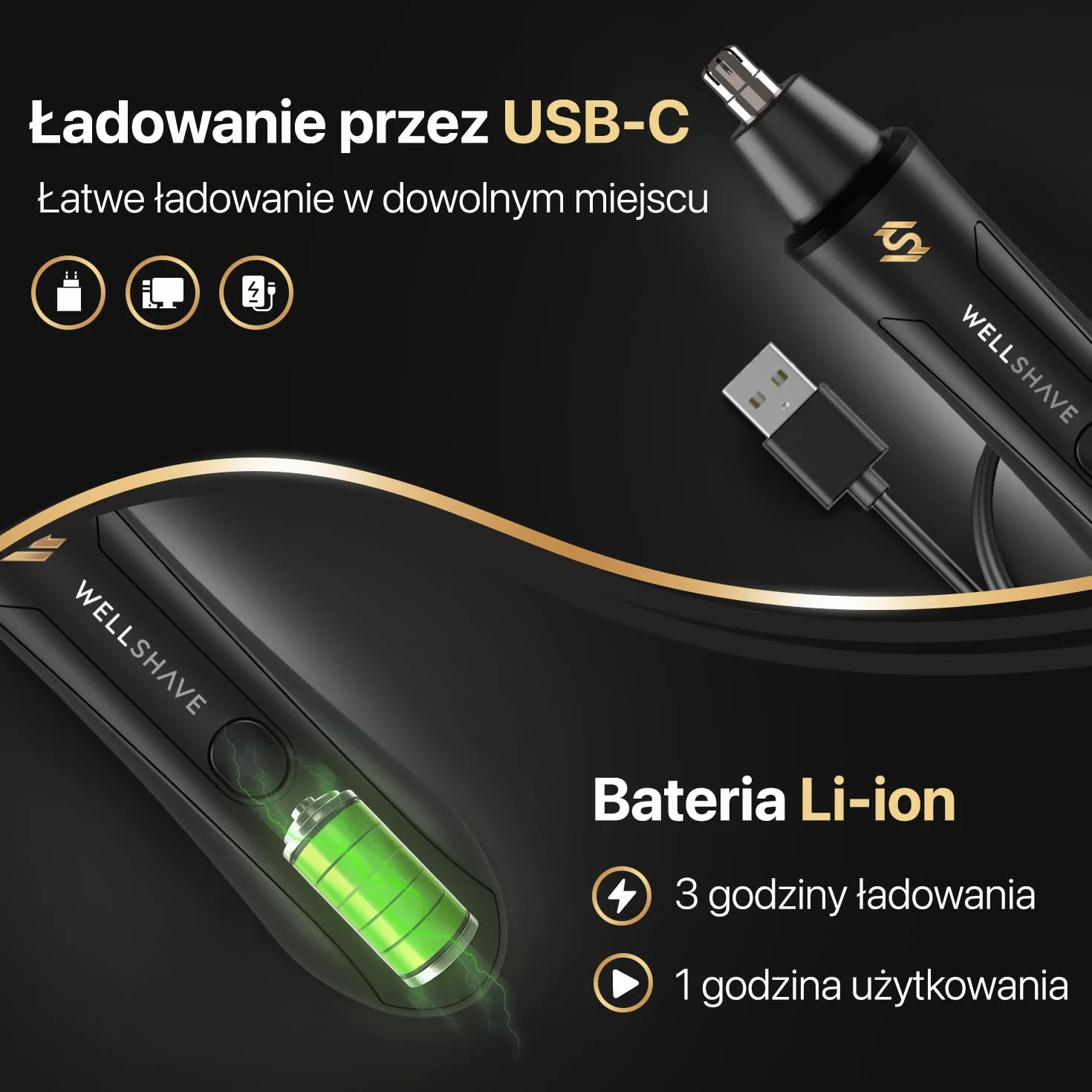 2 w 1 trymer do włosów – do brwi i uszu – do nosa – depilator do uszu
