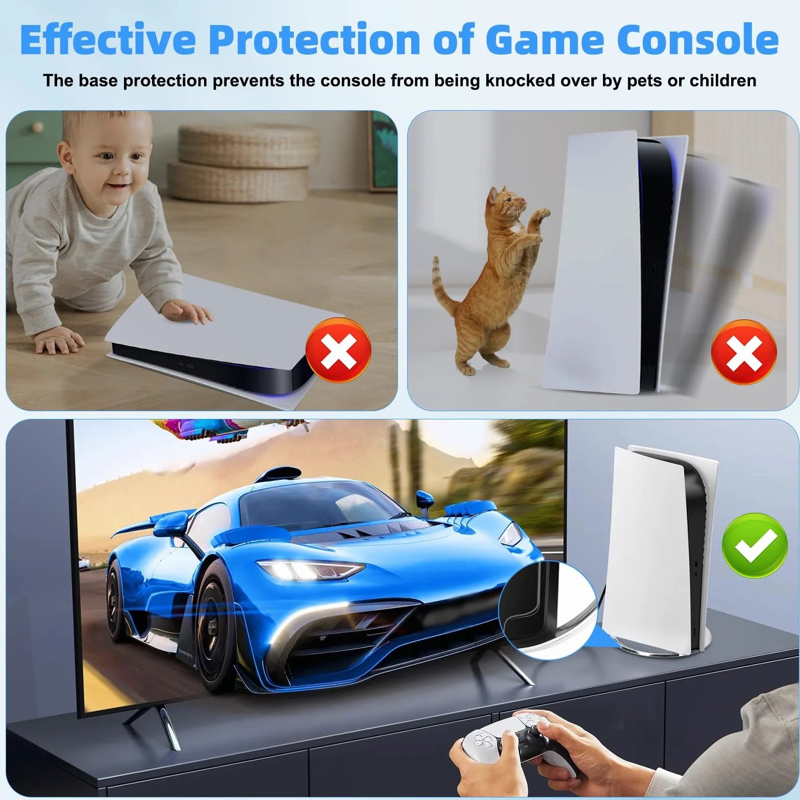 Sweetone Pionowa podstawa do konsoli PS5 Slim, pionowy stojak do konsoli PS5 Disc i Digital Edition, zapewnia stabilność, stojak na PS5, kompatybilny z akcesoriami PlayStation 5