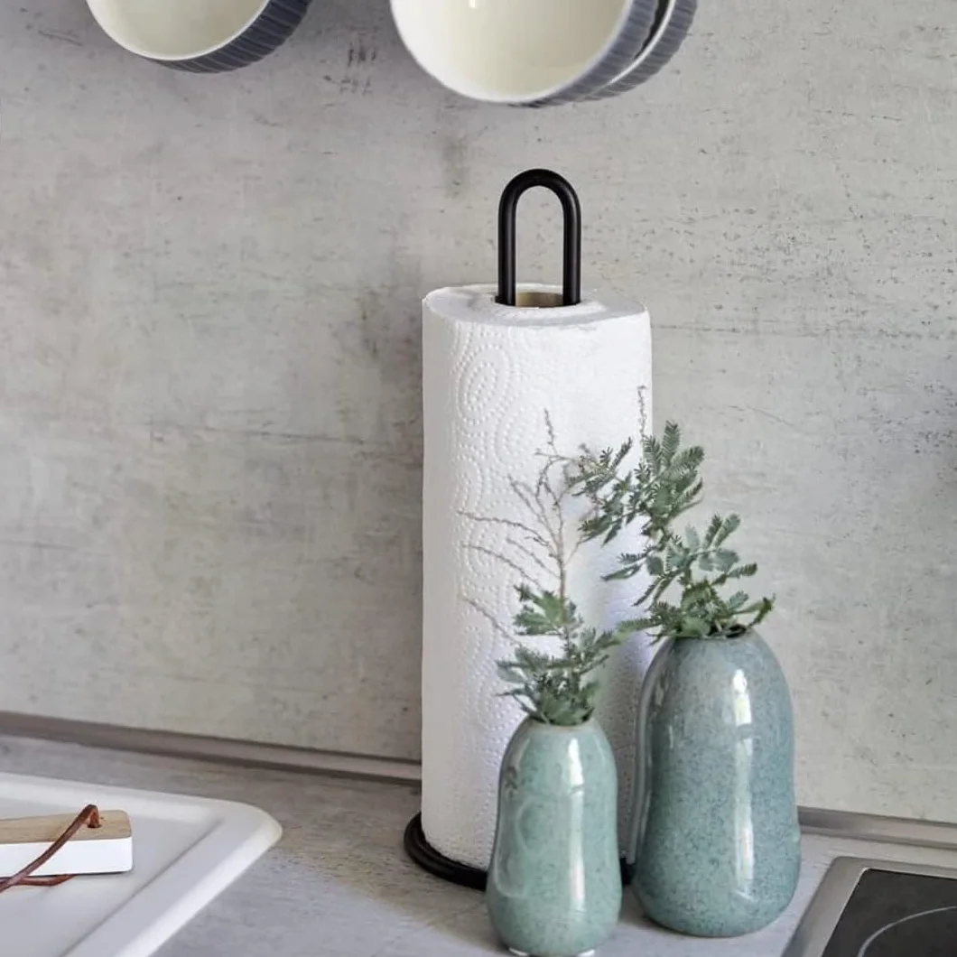 PARENCE.- uchwyt na ręcznik papierowy 31 cm - Metalowy uchwyt na ręcznik kuchenny, solidny dozownik pionowy, nowoczesny design, malowany proszkowo, kompatybilny ze standardowymi rolkami