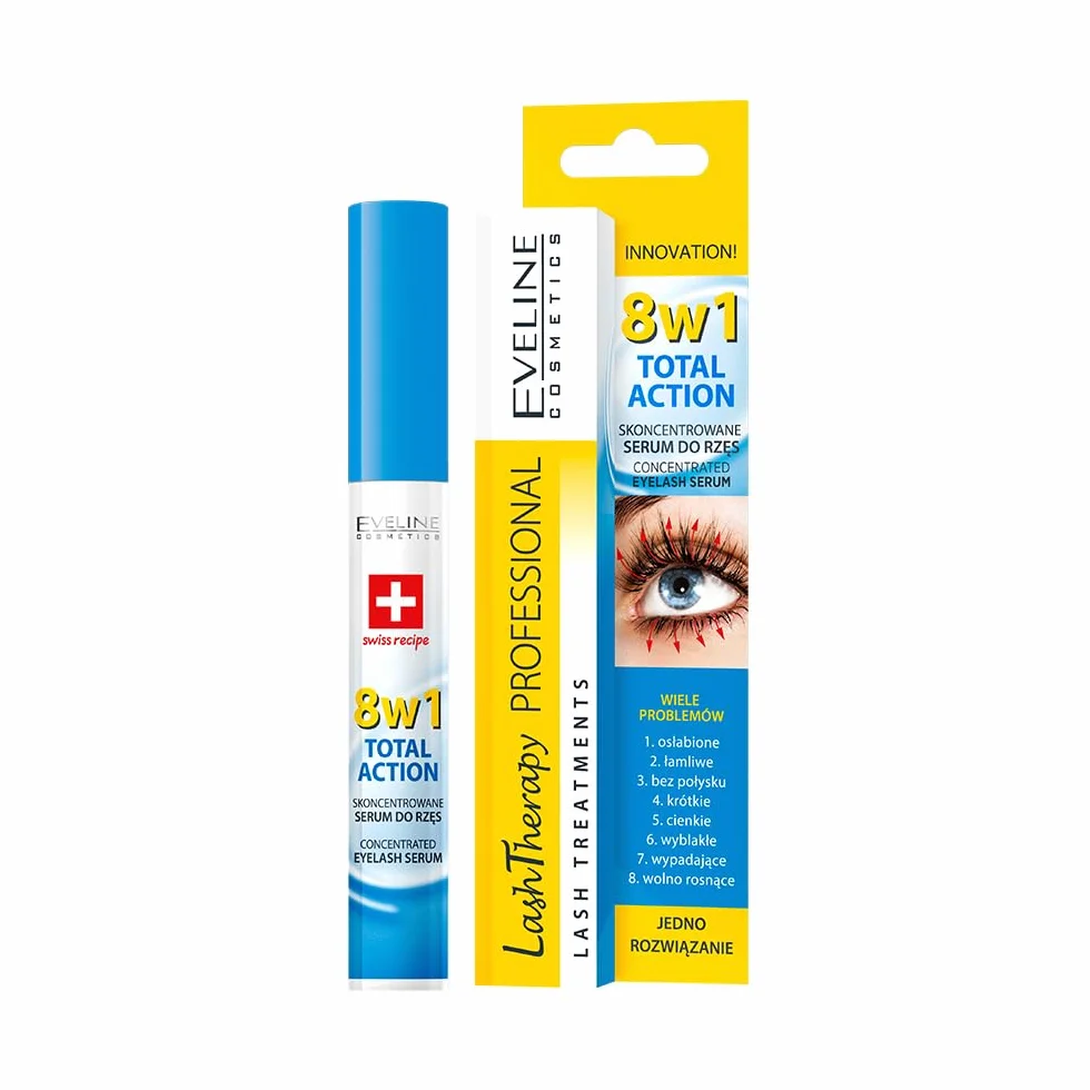 Eveline Cosmetics Lash Therapy Professional Skoncentrowane serum do rzęs 1 w Total Action, 10 ml