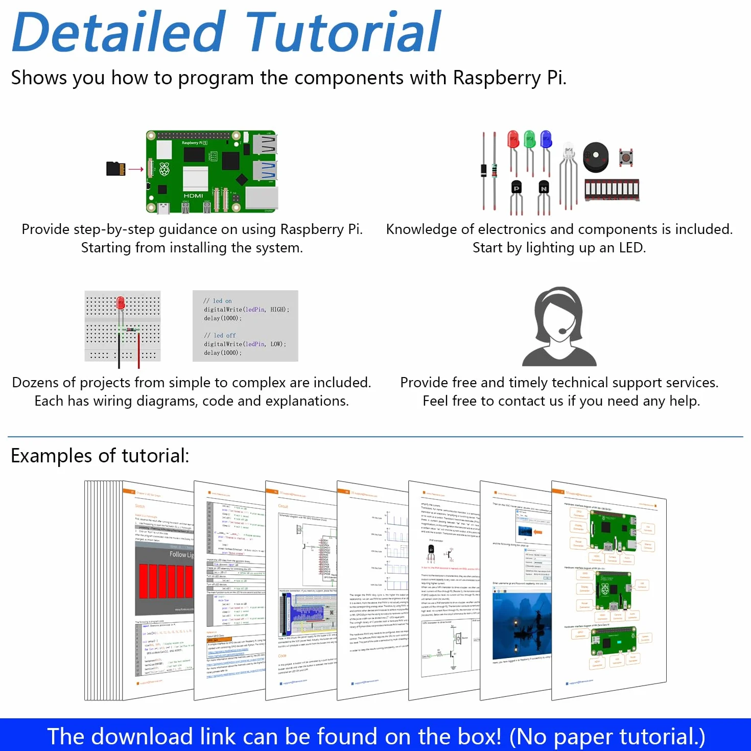 Freenove Ultimate Starter Kit for Raspberry Pi 5 4 B 3 B+ 400 Zero 2 W, 962-Page Detailed Tutorial, Python C Java Scratch Processing Code, 223 Items, 128 Projects (Raspberry Pi NOT Included)