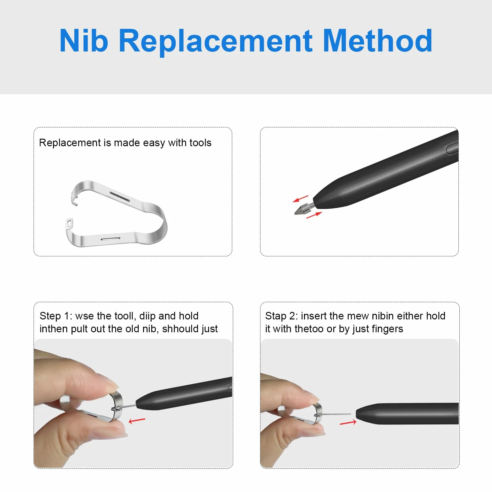 Wymienne stalówki ze stopu tytanu kompatybilne z King Write Samsung Galaxy Tab S10/S9/S8/S7/S6, Note S22/S23/S24 Ultra S Pen, dokładne sterowanie, końcówki ołówkowe pasują do niezwykłych 2 długopisów