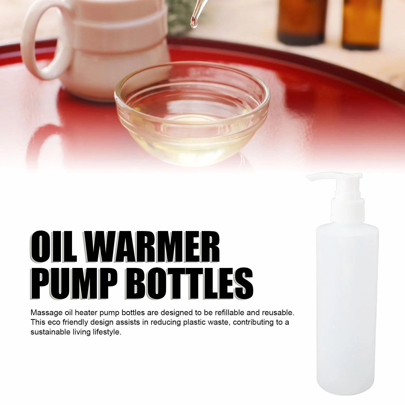 2 szt. Wymienne butelki do masażu podgrzewacz oleju, 250 ml wielokrotnego napełniania butelek z pompką do szamponu, dozownik pustych butelek do podgrzewacza balsamu