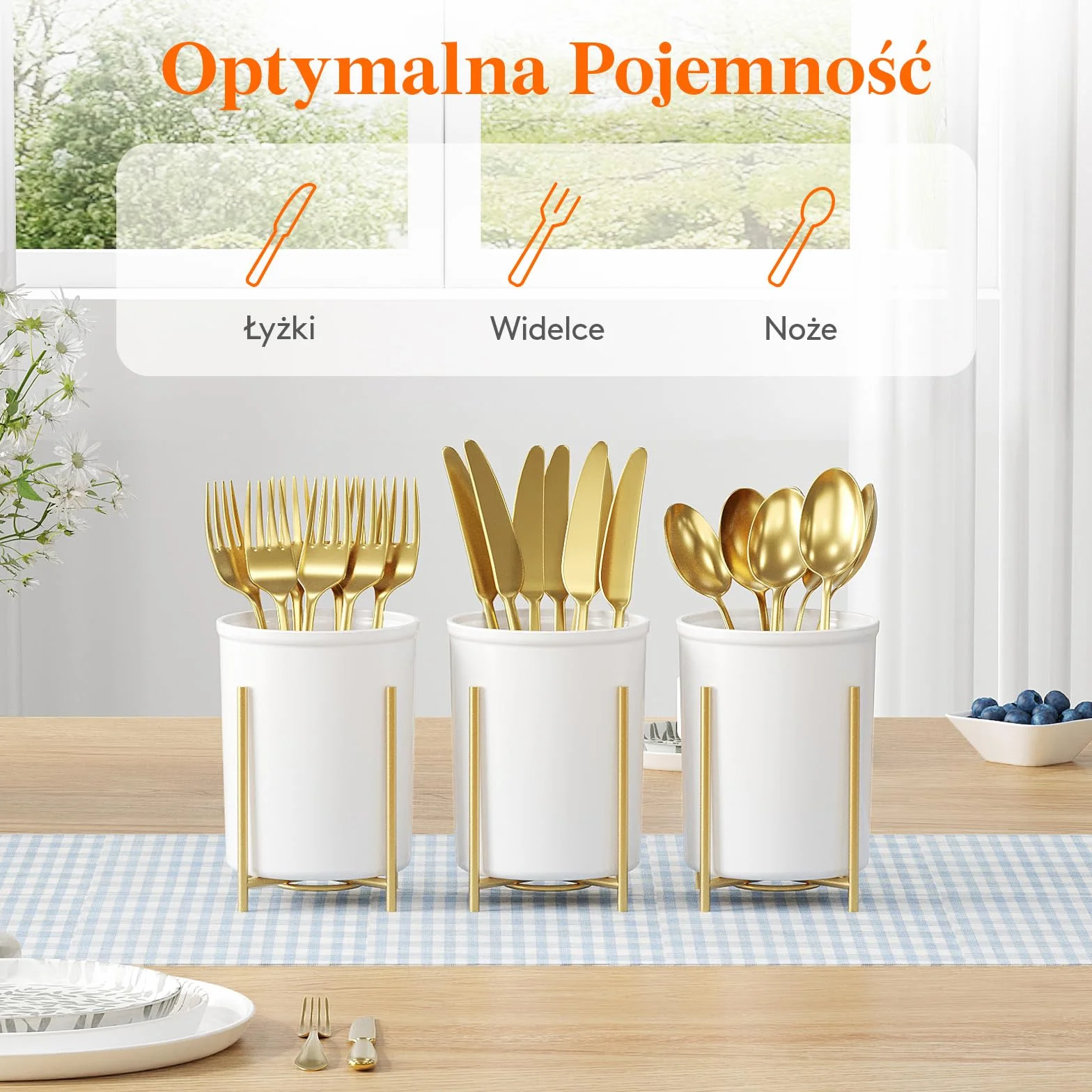 Lifewit Pojemnik na Przybory Kuchenne z Metalowym Uchwytem