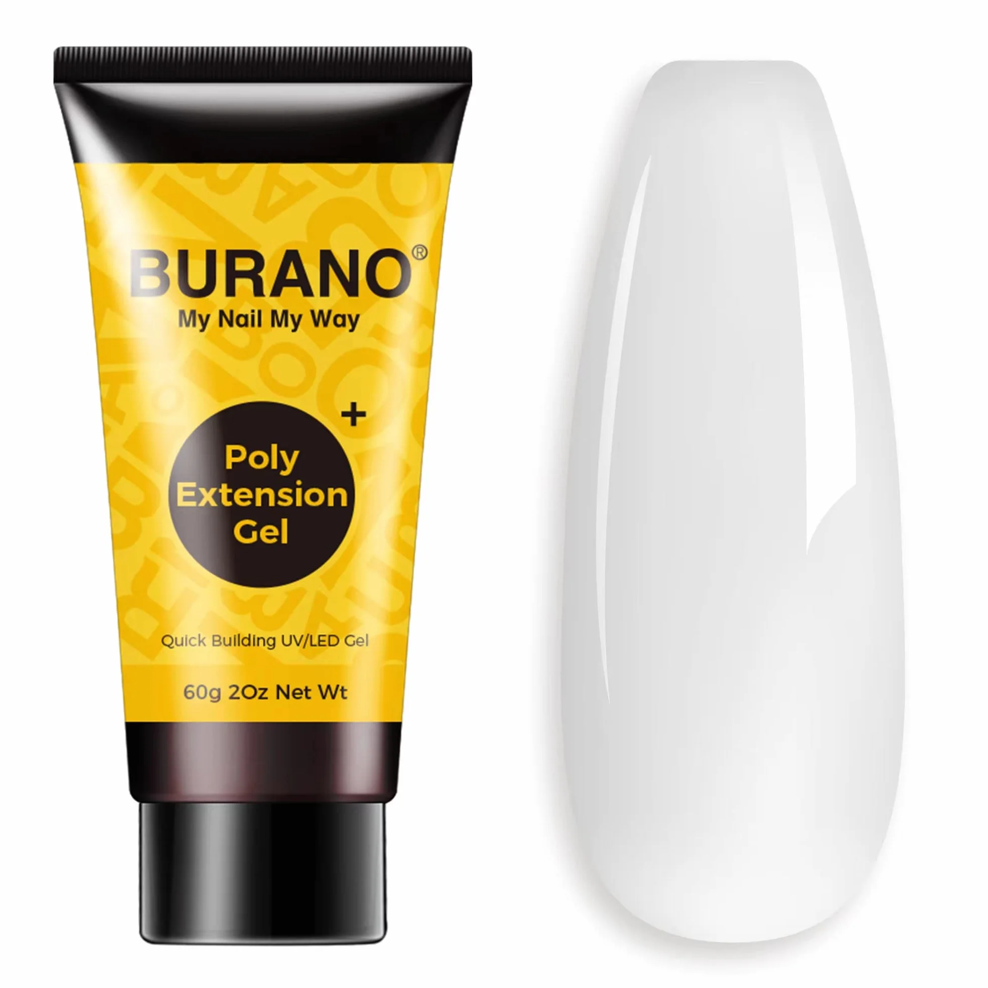 BURANO Poly Nail Extension gel, 60ml Builder Gel for Nails (Clear)