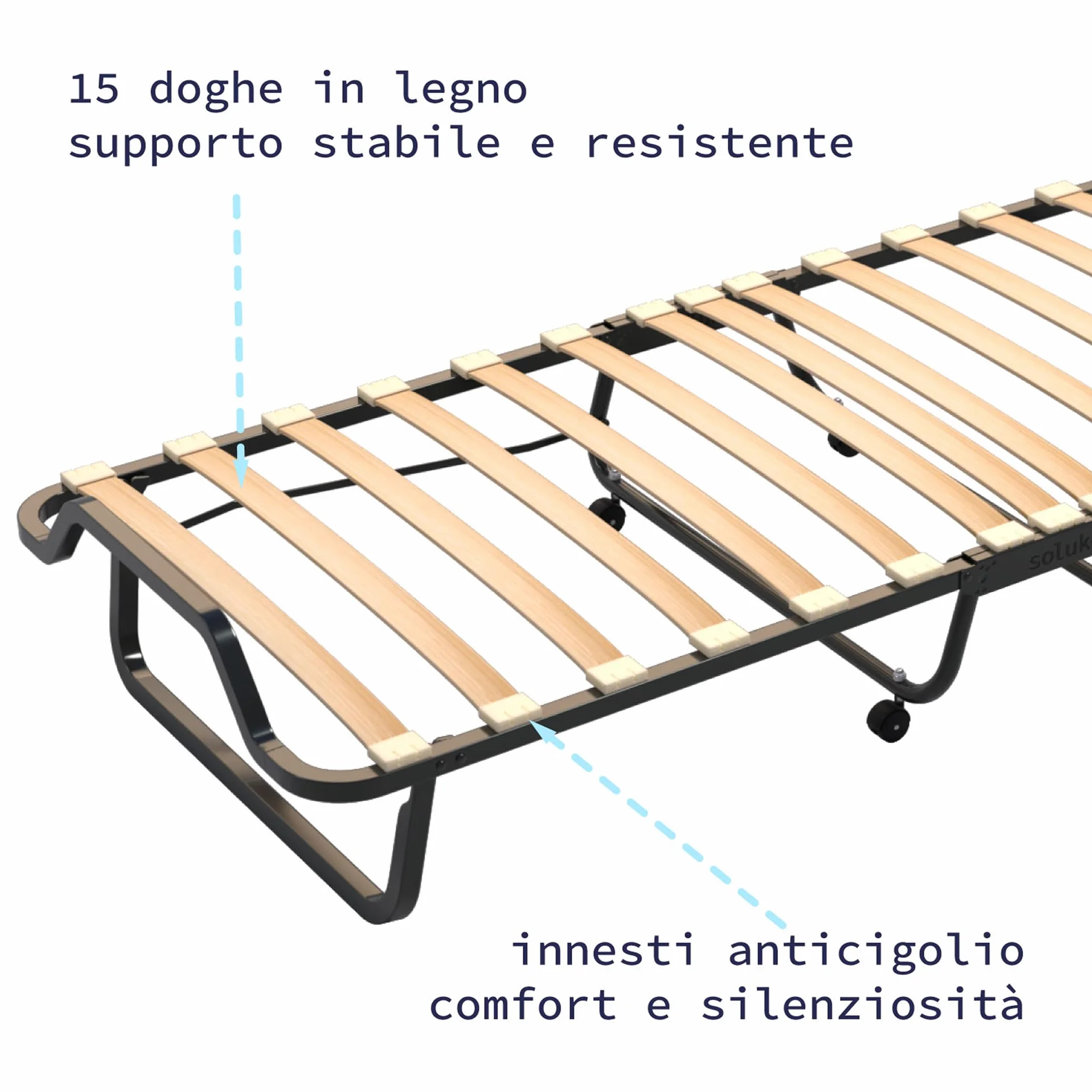 Cortassa XL Comfort Jednoosobowe łóżko składane 90x200 cm z materacem poliuretanowym 10 cm i poduszką