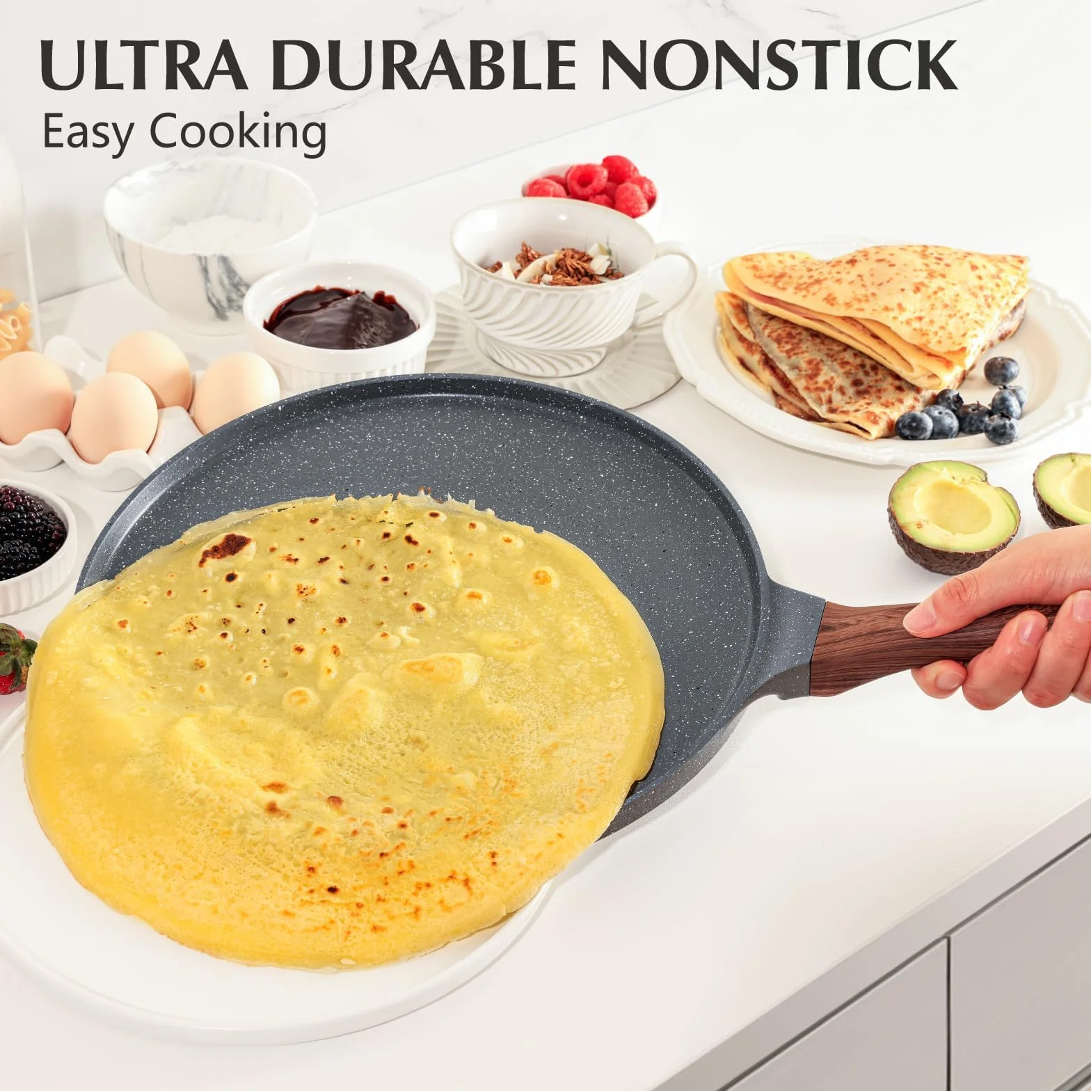 SENSARTE Nieprzywierająca Patelnia do Naleśników Dosa Pan 26 cm, Odlewana Ciśnieniowo Aluminium, Kompatybilna z Indukcją, Bez PFOA