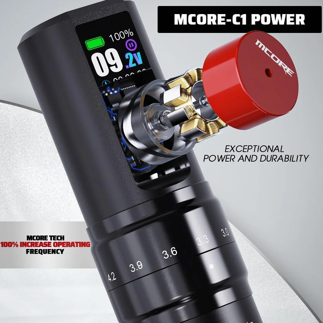 Mast Fold2 Pro Wireless Tattoo Machine Pen Rotary Tattoo Gun 7 Strokes Length 2000mAh Battery Powerful Motor by Mcore Smart Display Screen for Pro Artists (WQP-076-11)