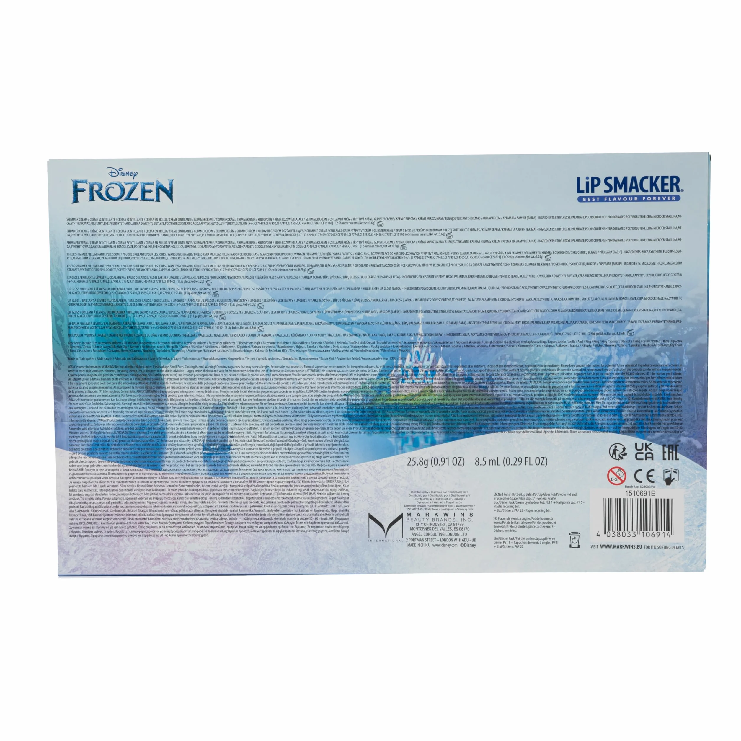 Lip Smacker Frozen Blockbuster zestaw do makijażu z balsamem do ust i błyszczykiem, kremami i lakierem do paznokci dla idealnego wyglądu księżniczki, w zestawie akcesoria