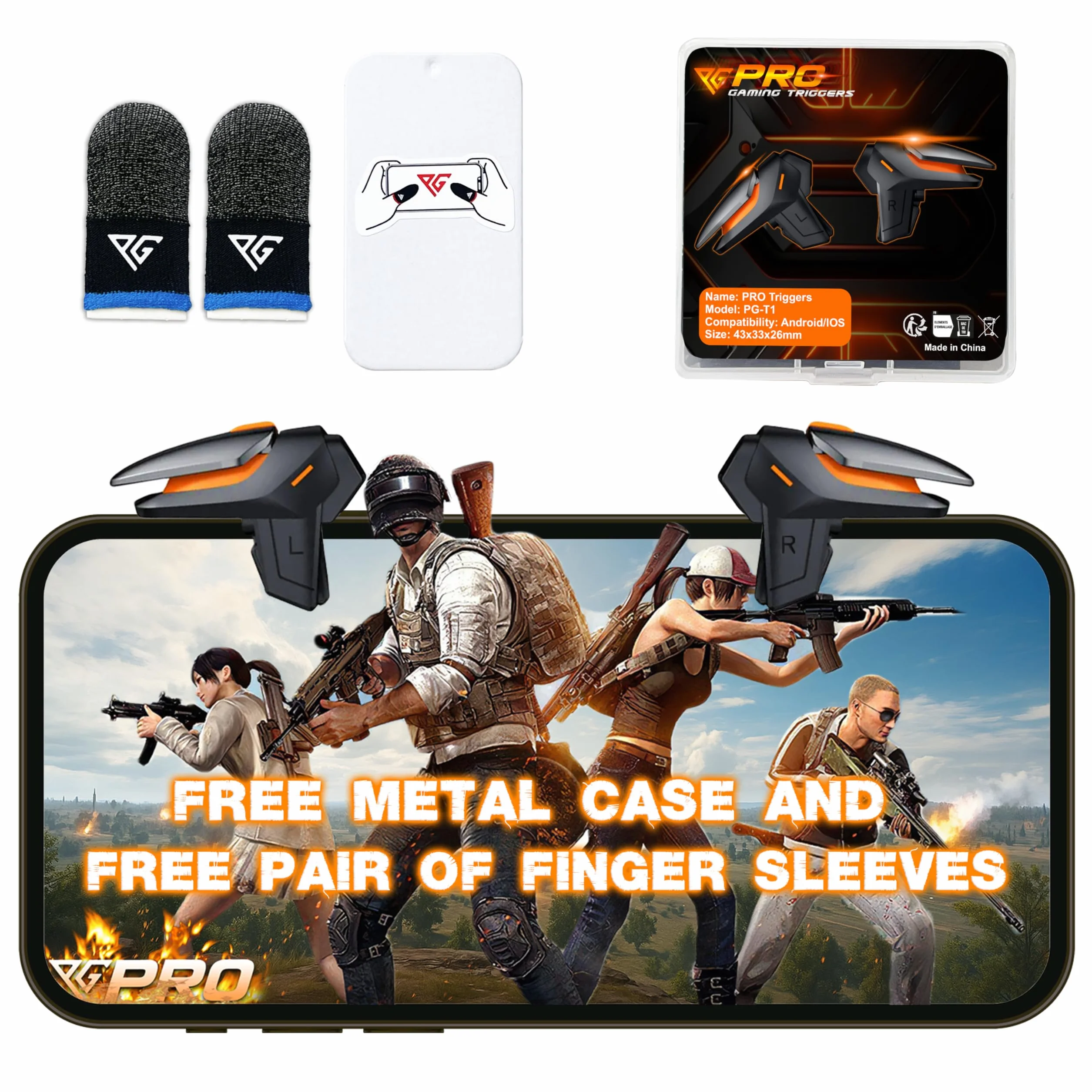 Progameplays Phone Triggers Kontroler kompatybilny z iPhone/Android, czuły spust Pubg L1 i R1 do strzelania i celowania (T1)