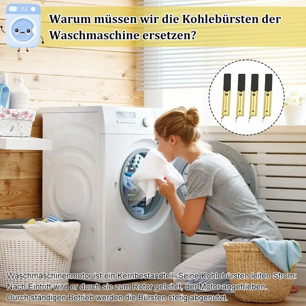 4 sztuki szczotek węglowych L94MF7, szczotki z włókna węglowego do pralki, zapasowe szczotki węglowe do silnika elektrycznego, wkładki do silników silnikowych, szczotki wysuwane, trwała wydajność, 5 x