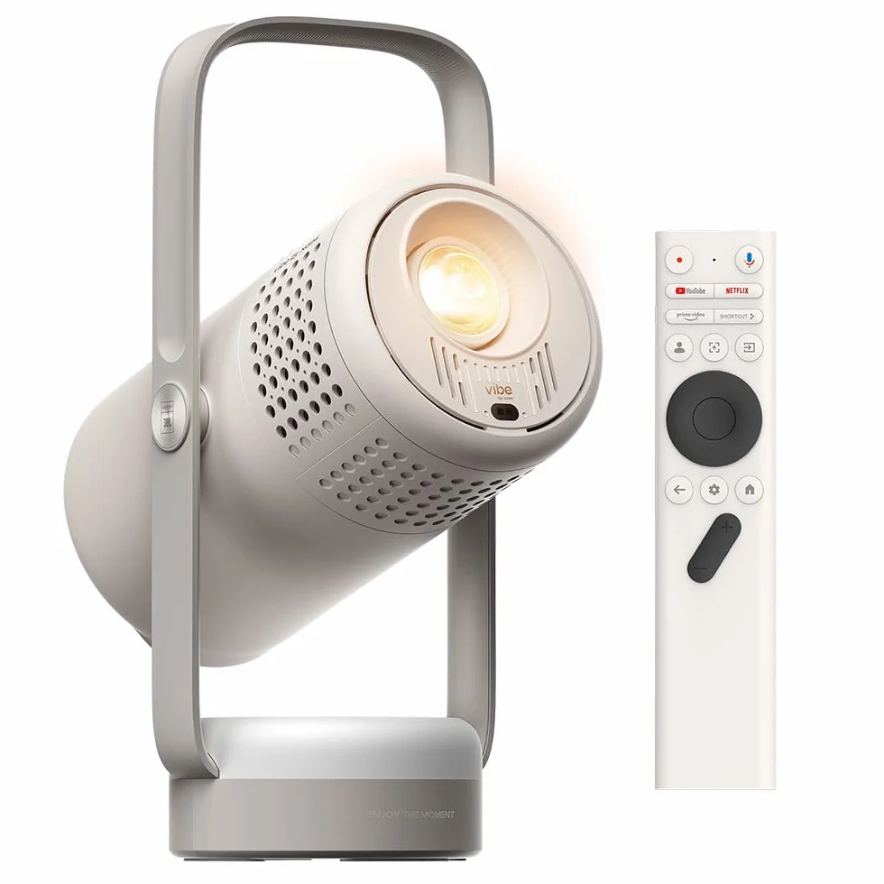 XGIMI Vibe One Smart Mini przenośny projektor 1080P, licencjonowany Netflix GTV, wbudowany akumulator, automatyczna regulacja ostrości, automatyczna korekcja trapezu, projektor domowy (szary chmura)
