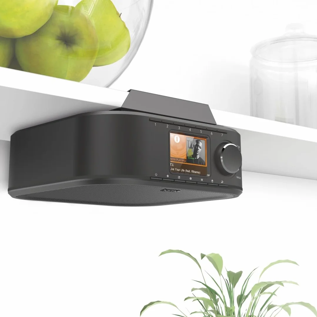 Hama Radio internetowe Hama DIR355BT DAB/DAB+, Bluetooth i Spotify (radio kuchenne FM, z wejściem AUX, z funkcją budzika i wyświetlaczem, radio podszafkowe z płytą montażową bez wiercenia), czarne