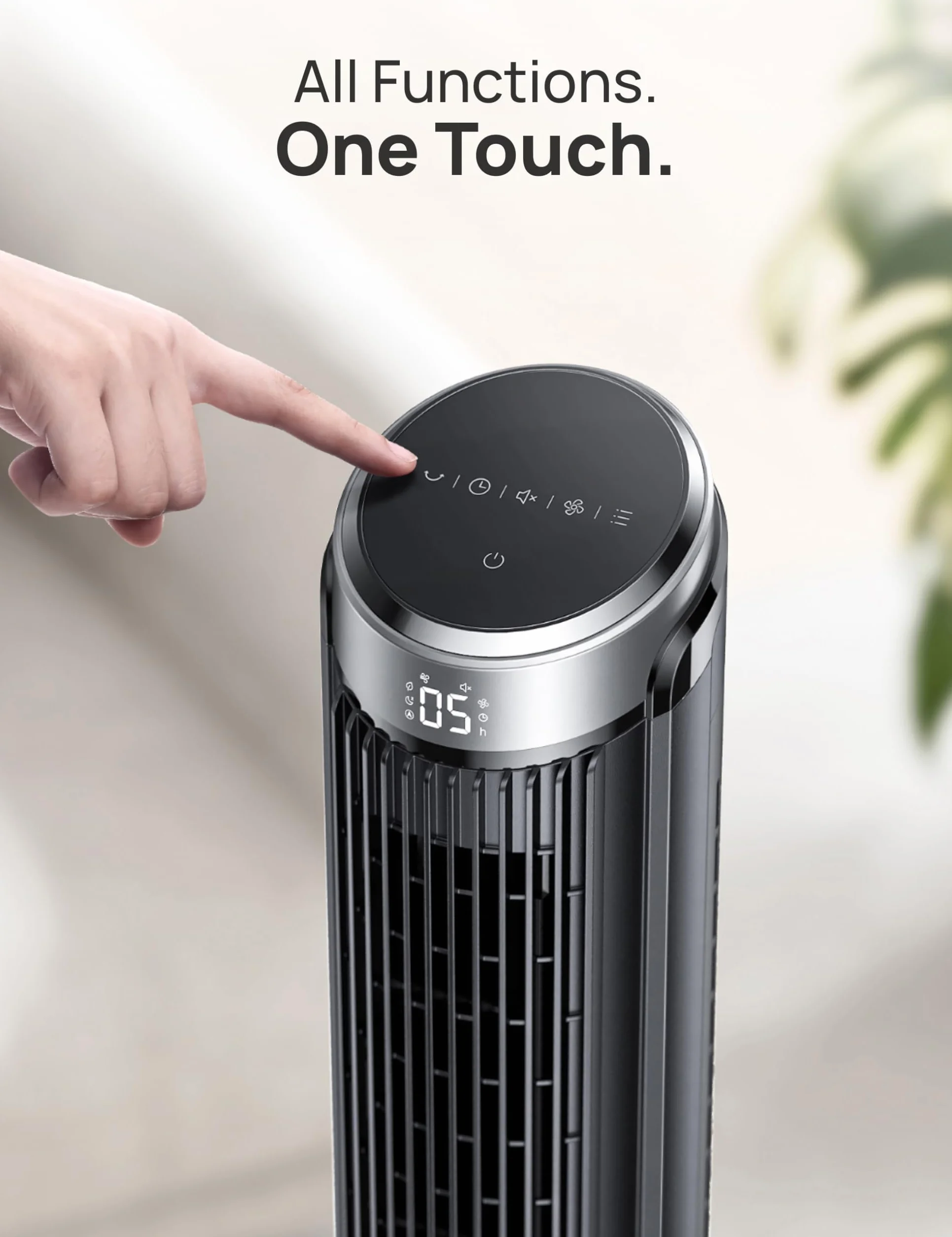 Dreo torenventilator met afstandsbediening 28dB 7,9 m/s 90° oscyllerend stille koeling 3 modi 12 uur timer LED vloer ventilator