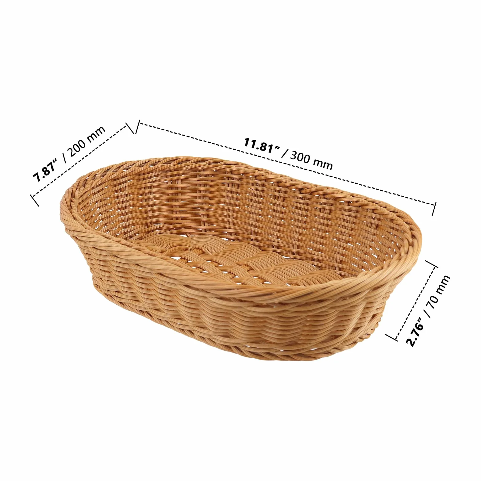 ZOENHOU Owalny koszyk na pieczywo 30 x 20 x 7 cm z tworzywa sztucznego rattan