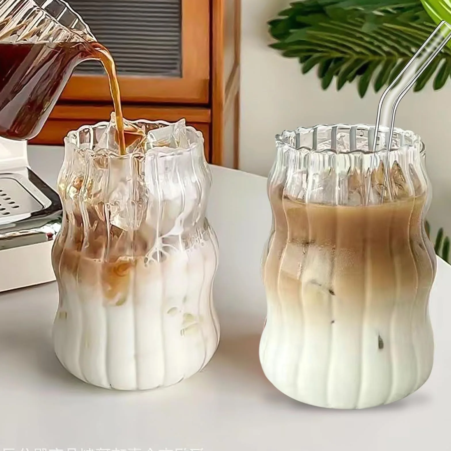 Szklanki do kawy, filiżanki do espresso latte macchiato zestaw 4 szklanek o pojemności 530 ml, szklanki do drinków, zestaw do kawy, herbaty, coli, napojów gazowanych, koktajli ze szklanymi