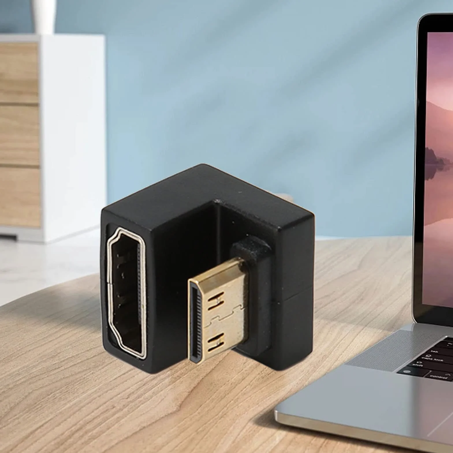 Mini HDMI do HDMI Adapter w Kształcie Litery U, 180 Stopni Męski na Żeński 8K 60Hz 48 Gb/s Konwerter na PC Projektor Telewizyjny