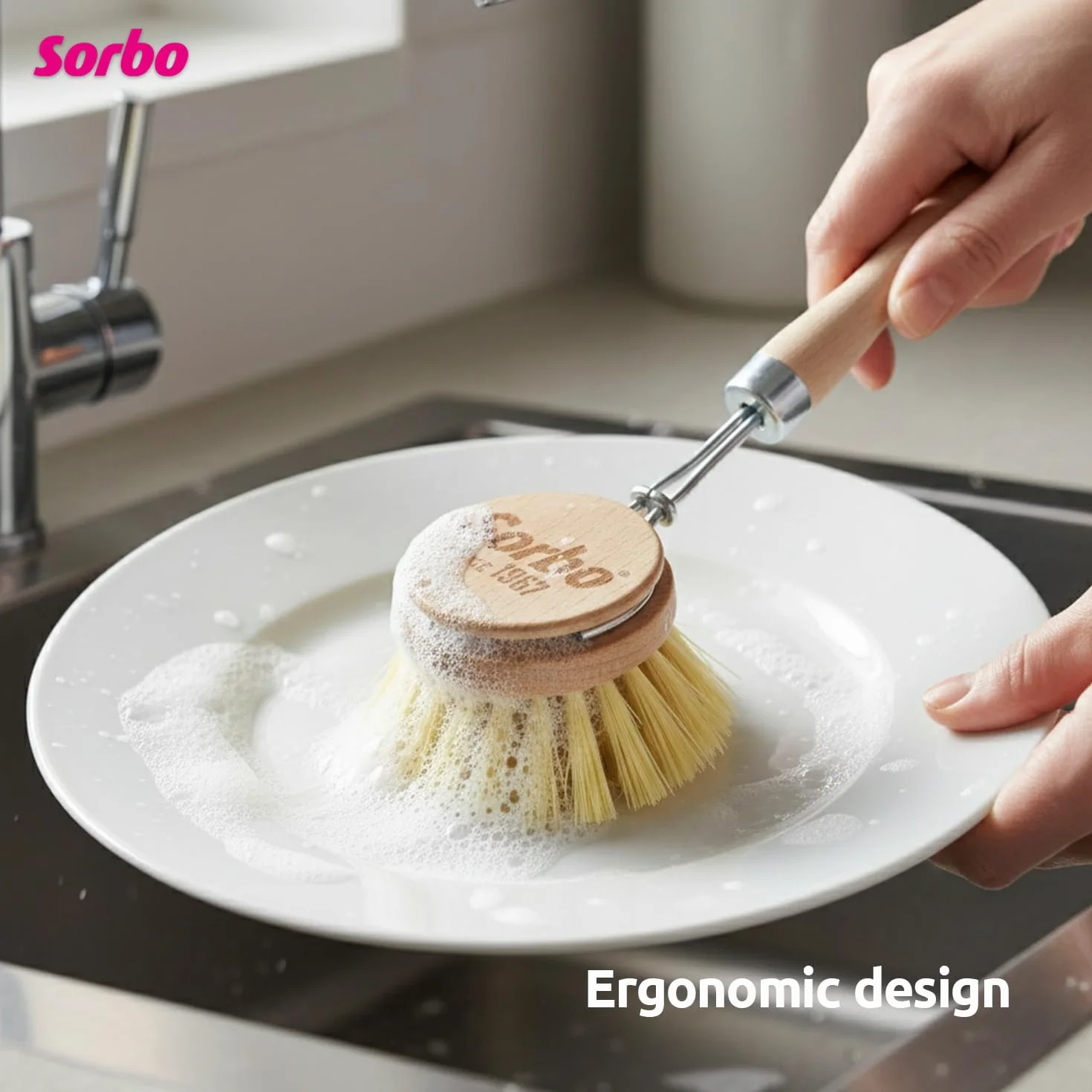 Sorbo Washing Brush Wood 26 cm