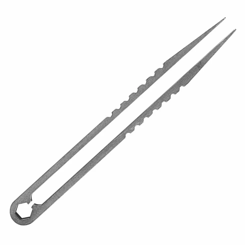 Alomejor EDC Titanium mini pęseta z precyzyjnymi ząbkowanymi końcówkami, do kuchni ogrodowej, wewnątrz i na zewnątrz