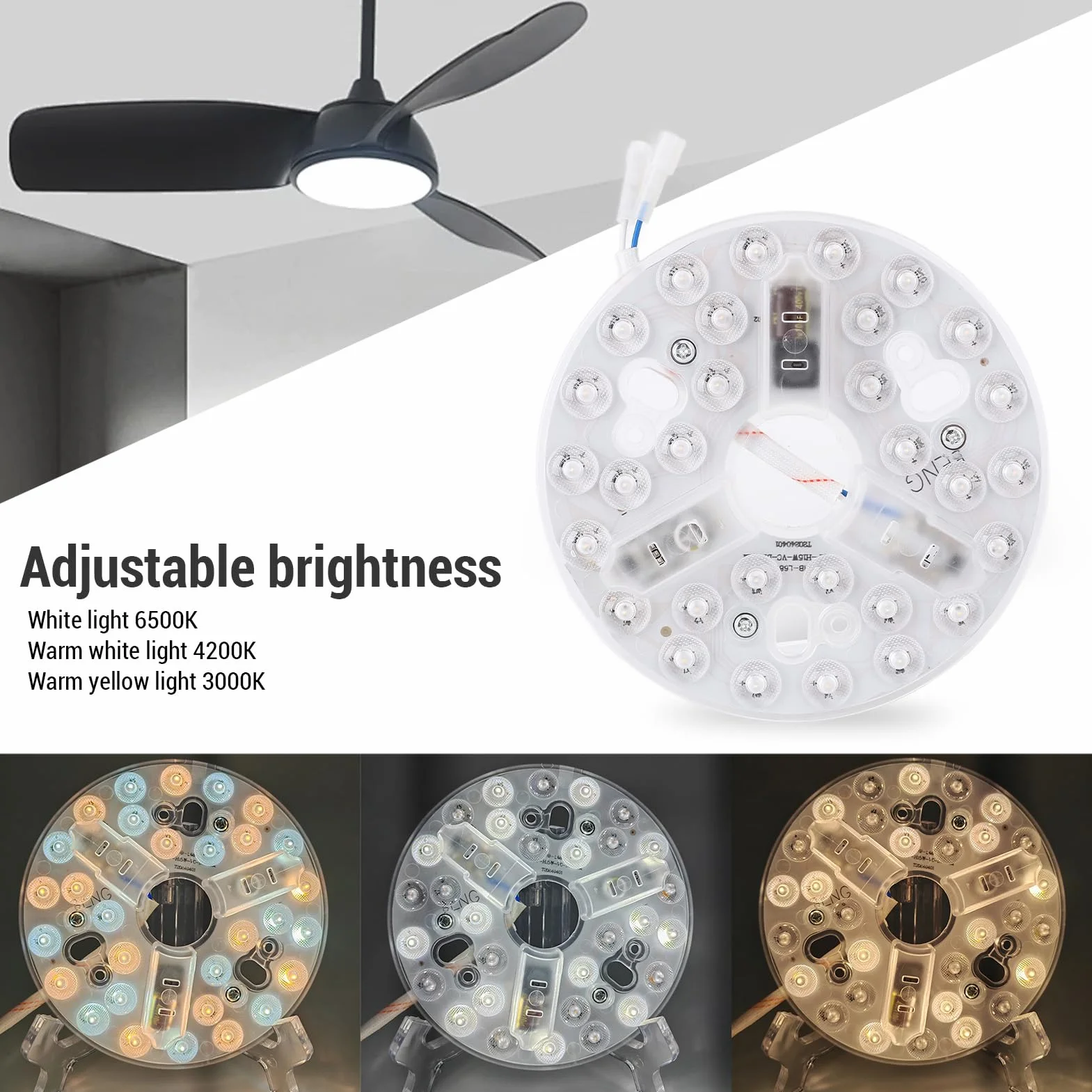 Zestaw światła LED 5.3 cala 15W Okrągły Panel Sufitowy 3CCT Dimmable 3000K/4200K/6500K 95-265V