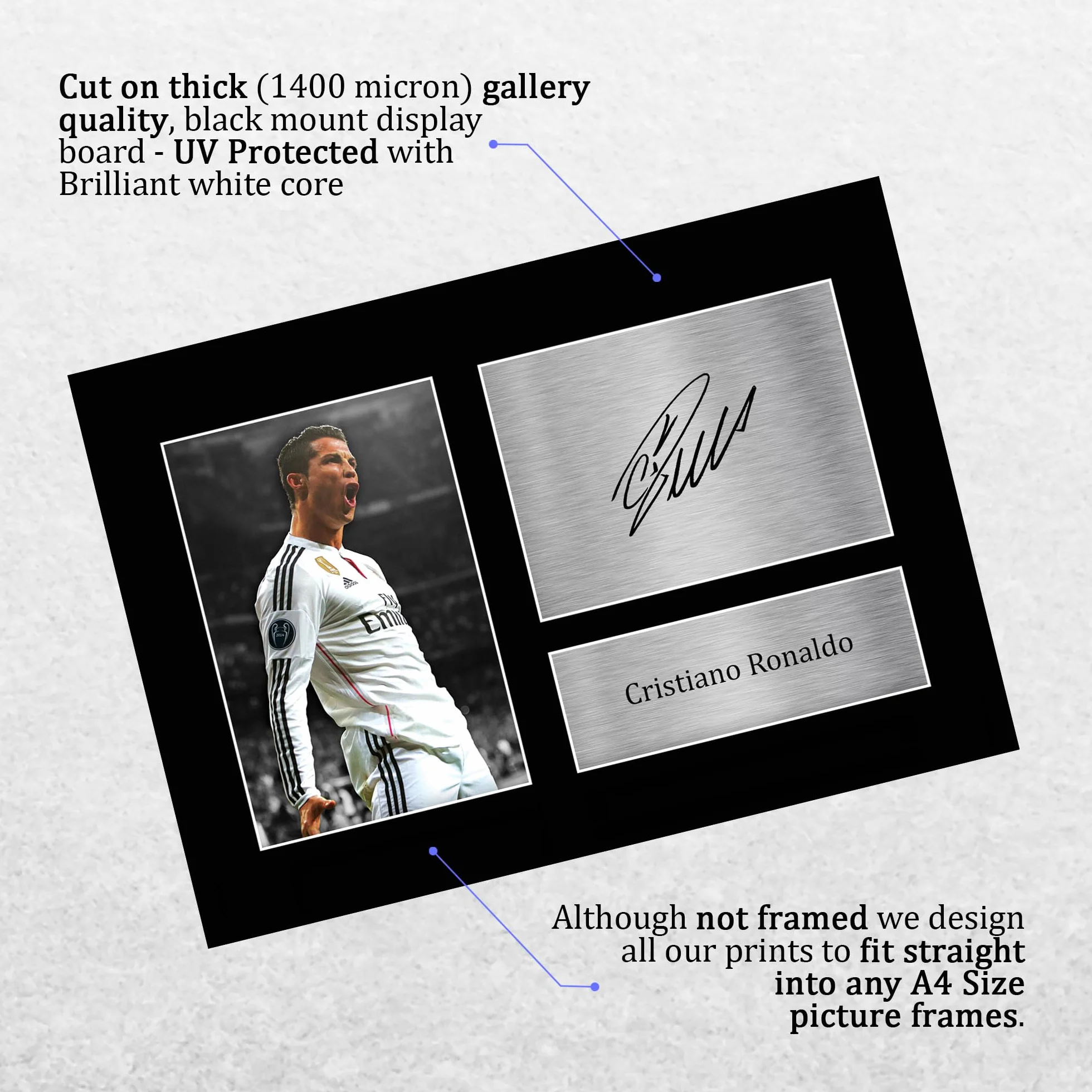 Cristiano Ronaldo Real Madrid A4 Podpisane Zdjęcie Z Autografem Prezent dla Kibiców