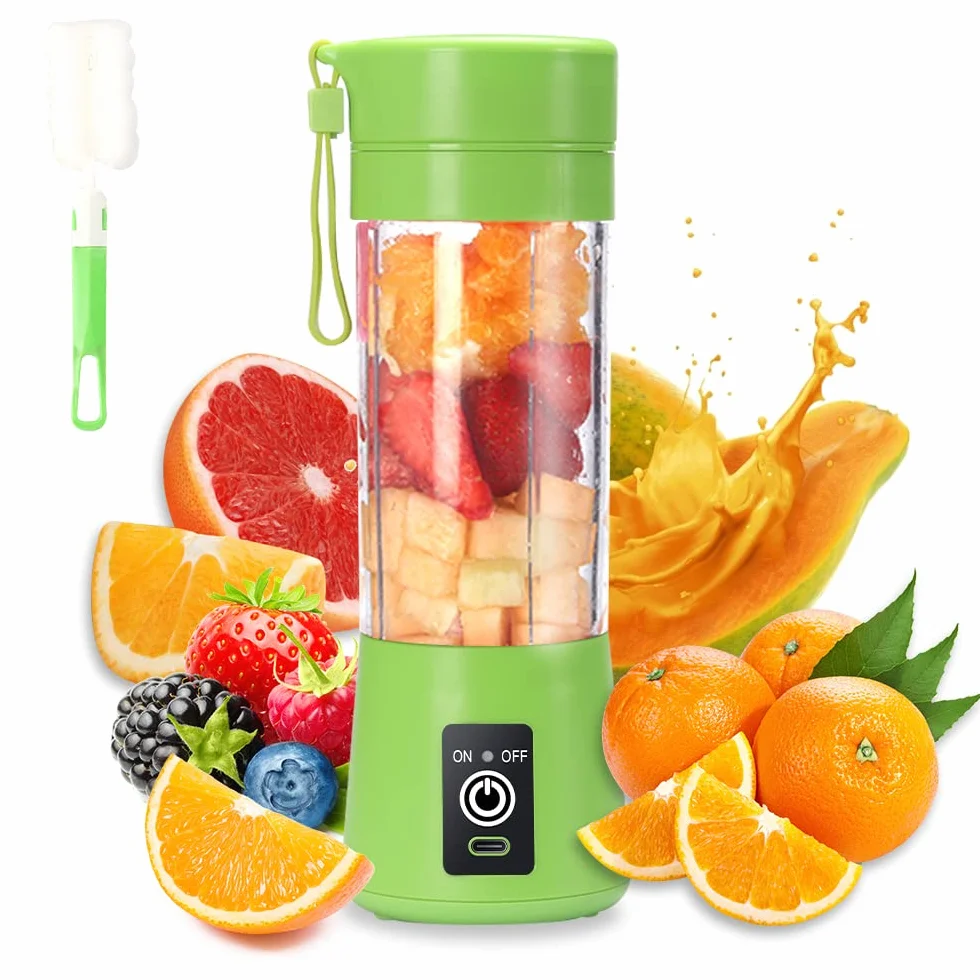 Przenośny blender 380 ml USB Power Blender 6 ostrzy do smoothie i koktajli zielony