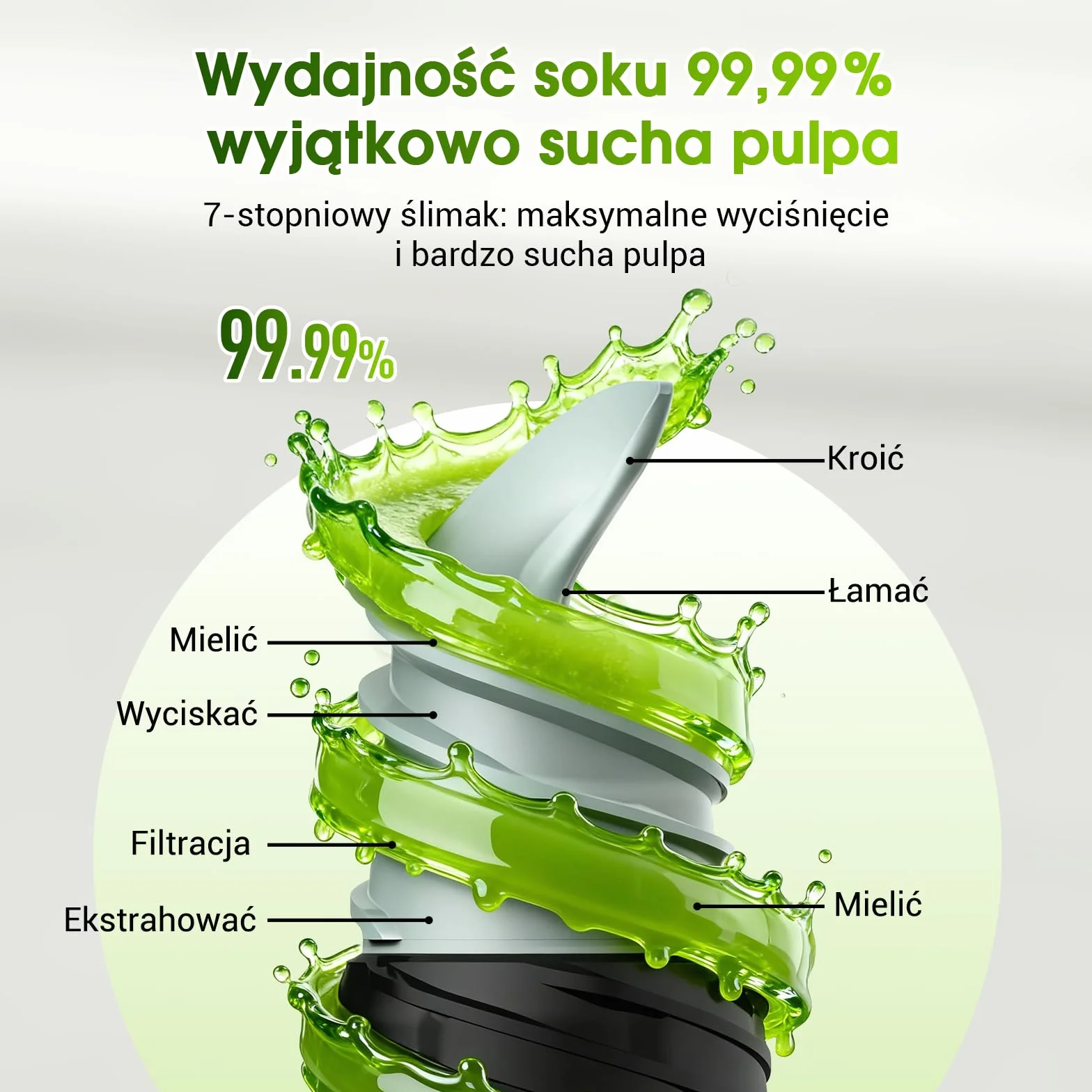 WETIE Wyciskarka Wolnoobrotowa 120 mm Podajnik XXL 99% Wydajność Bez BPA 2 Szklanki