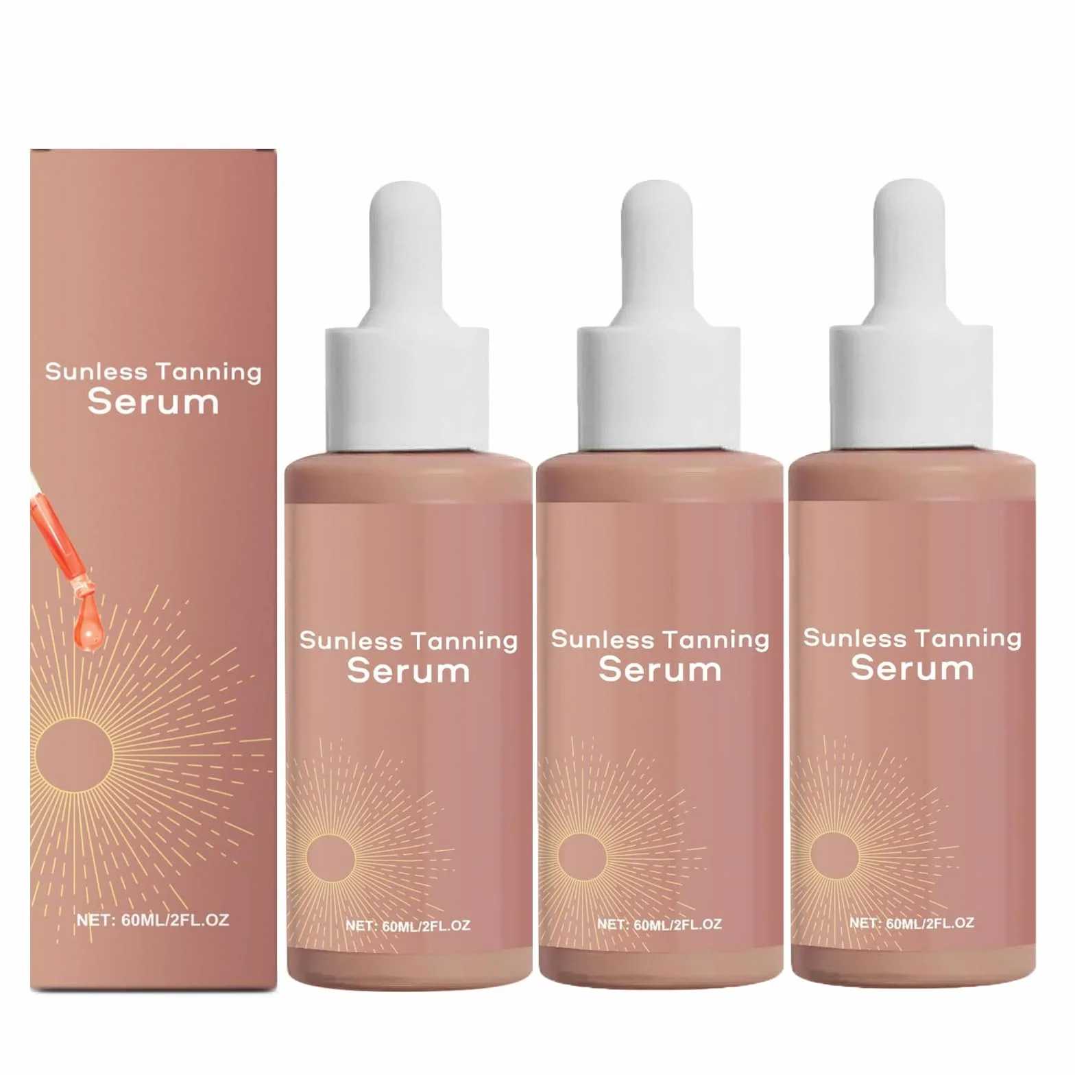 Sunless Tanning Drops, krople do naturalnego zwiększenia melaniny, płynne krople opalenizny, naturalnie wyglądająca opalenizna, zachowują piękny połysk (3 szt.)