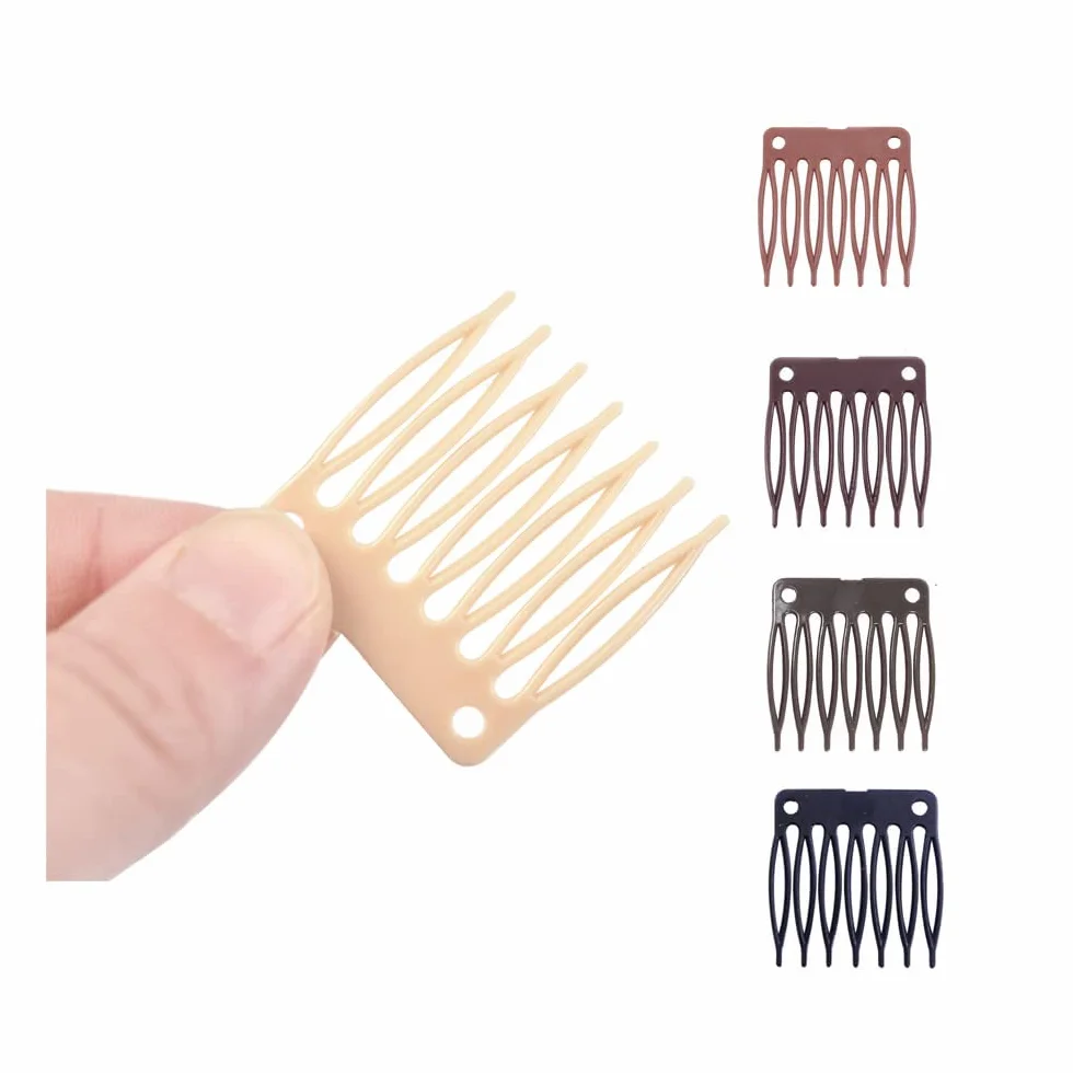50 szt./partia grzebień do włosów slajdy plastikowe klipsy do peruki czepek peruki grzebienie do robienia peruki, 7 zębów spinki do włosów (blonde)