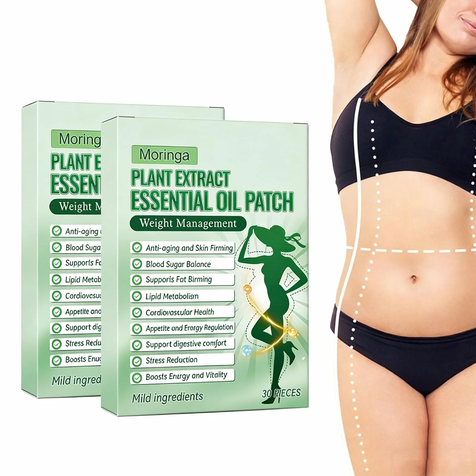 Nano-igłowe plastry do odchudzania, Slim Patch do odchudzania, plastry odchudzające brzuch, 2026 naturalne nano-plastry na mikroigły, 9 w 1, do wszystkich rodzajów skóry (60 sztuk/2 pudełka)