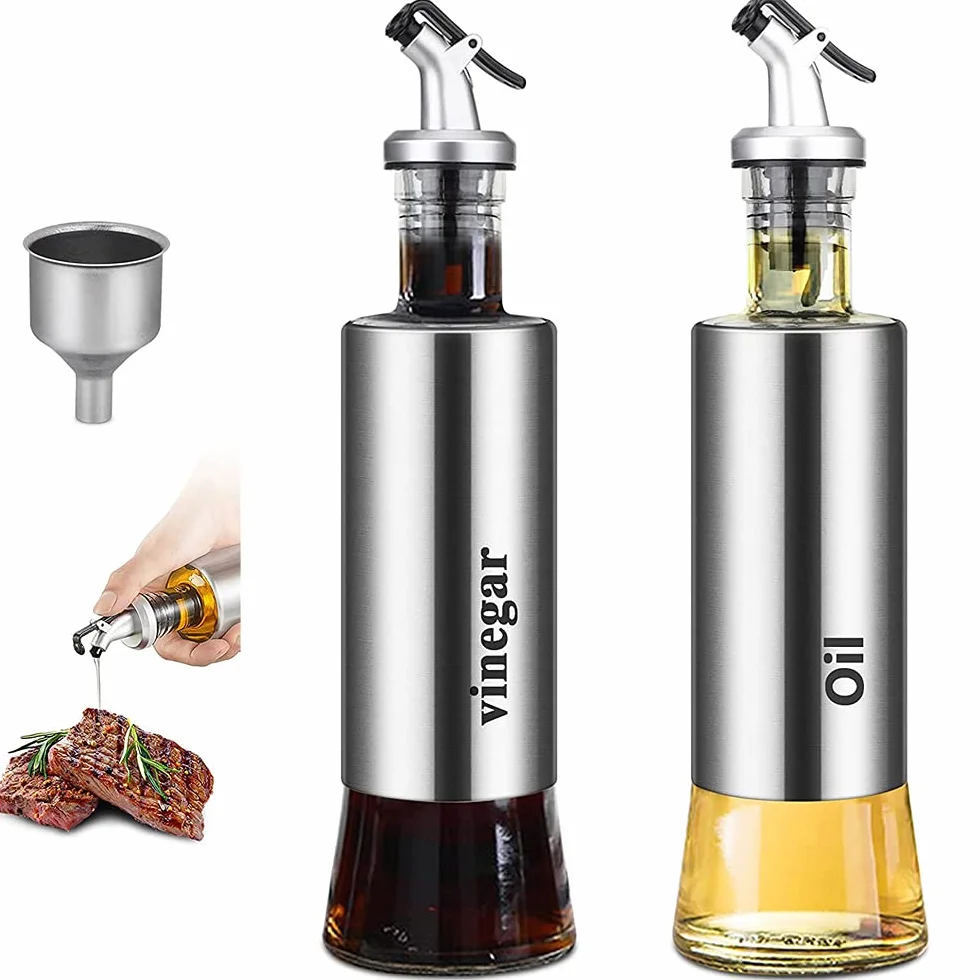 Dozownik Oliwy z Oliwek i Octu 300 ml 2 Opakowania Lejek Narzędzie do Grillowania