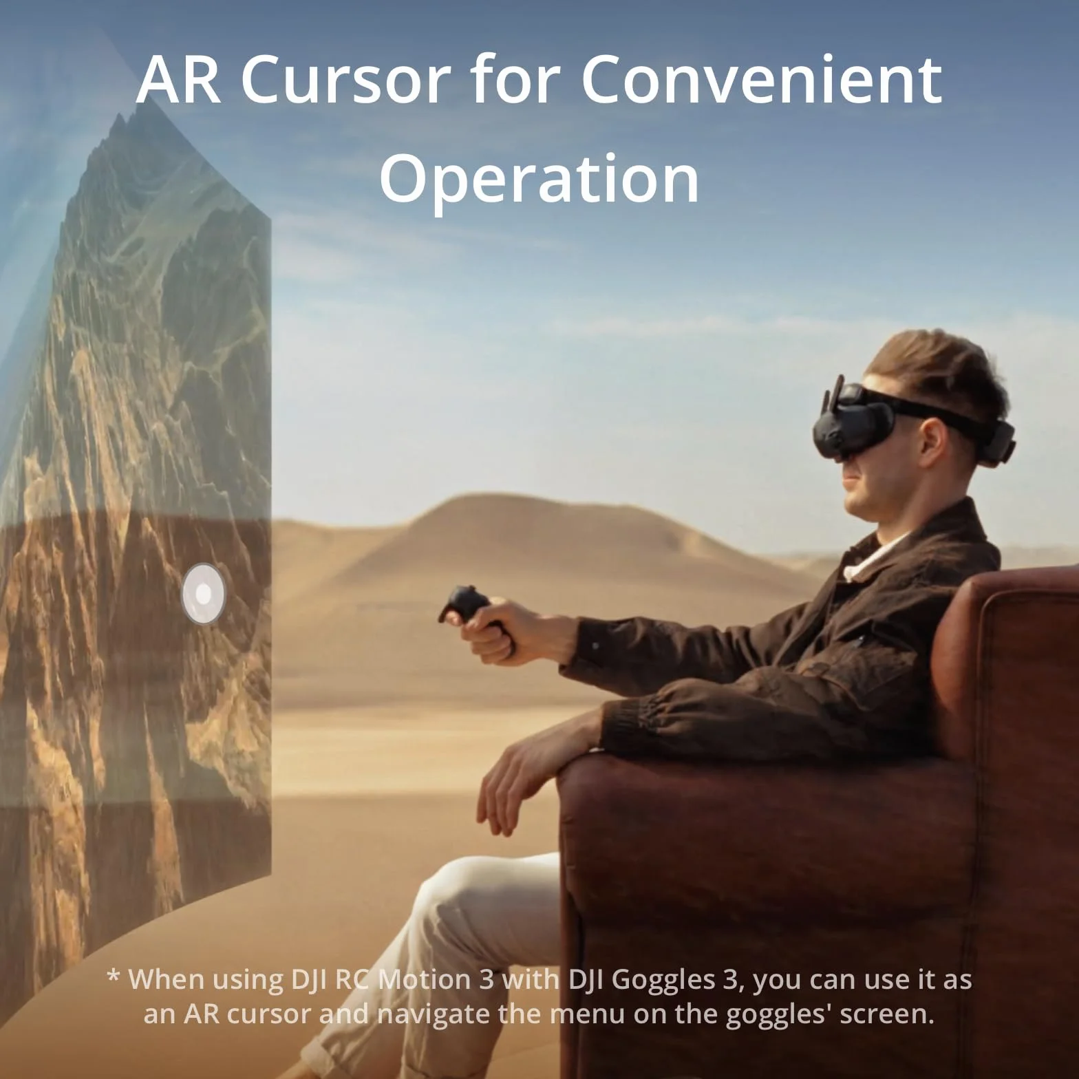 DJI RC Motion 3, FPV Smart pilot zdalnego sterowania z wciągającym sterowaniem ruchem, kompaktowy i przenośny, hamulec awaryjny One-Click, kursor AR, intuicyjny kontroler drona, kompatybilność z