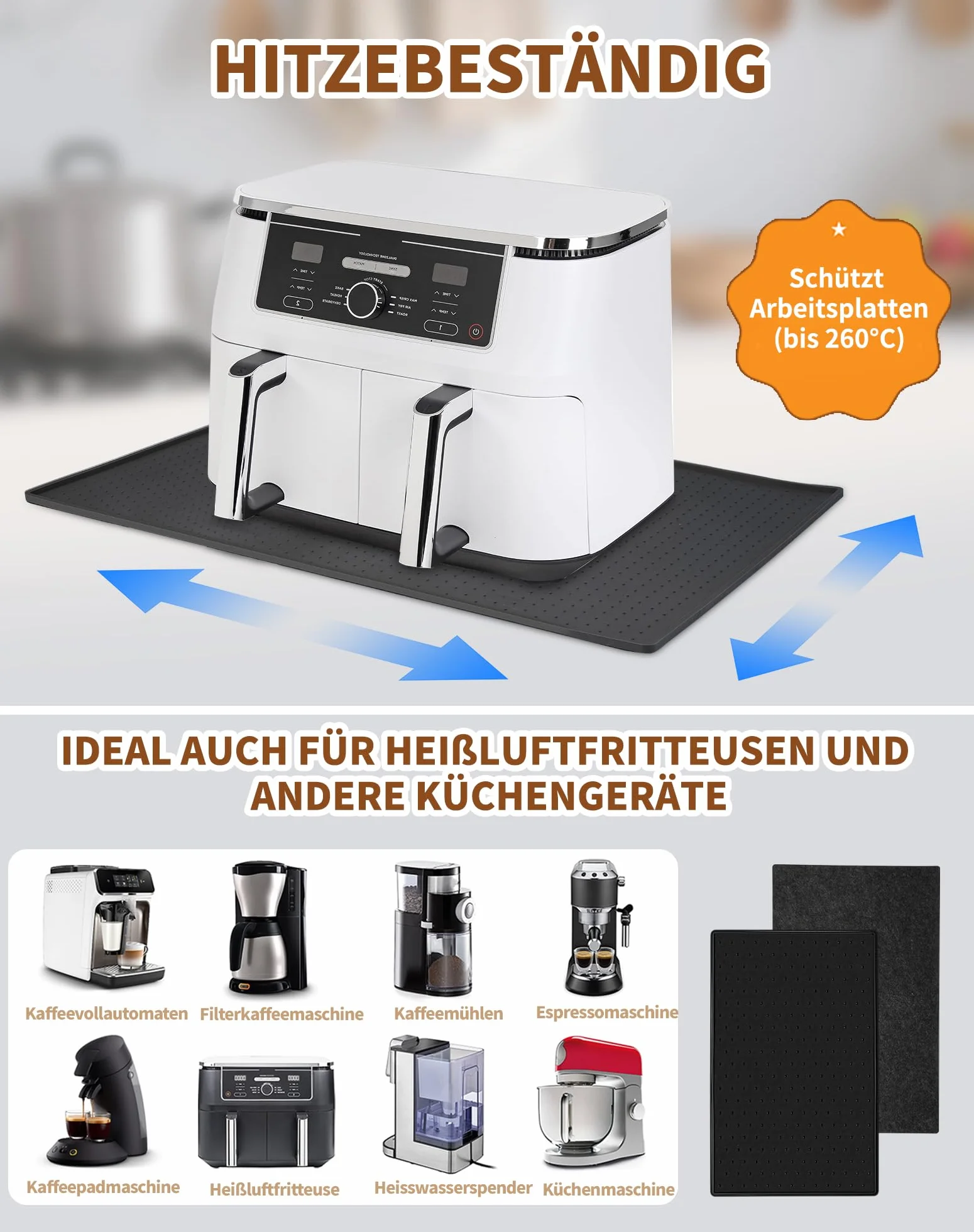 Mata silikonowa pod ekspres do kawy De Longhi Magnifica Philips LatteGo Siemens EQ6 48x30 cm czarna