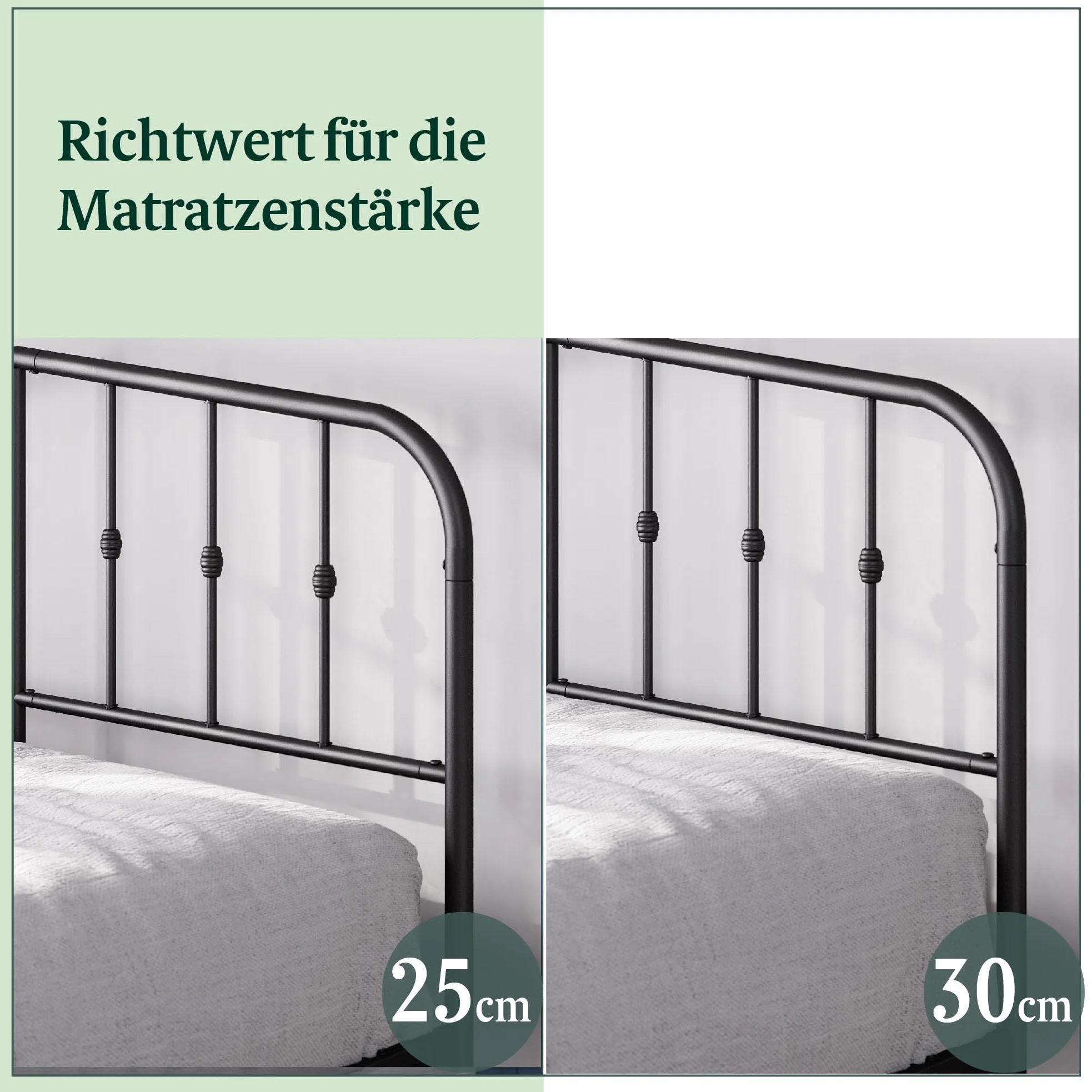 ZINUS Heidi Metalowa rama łóżka 90 x 200 cm czarna stalowa nakładka na materac