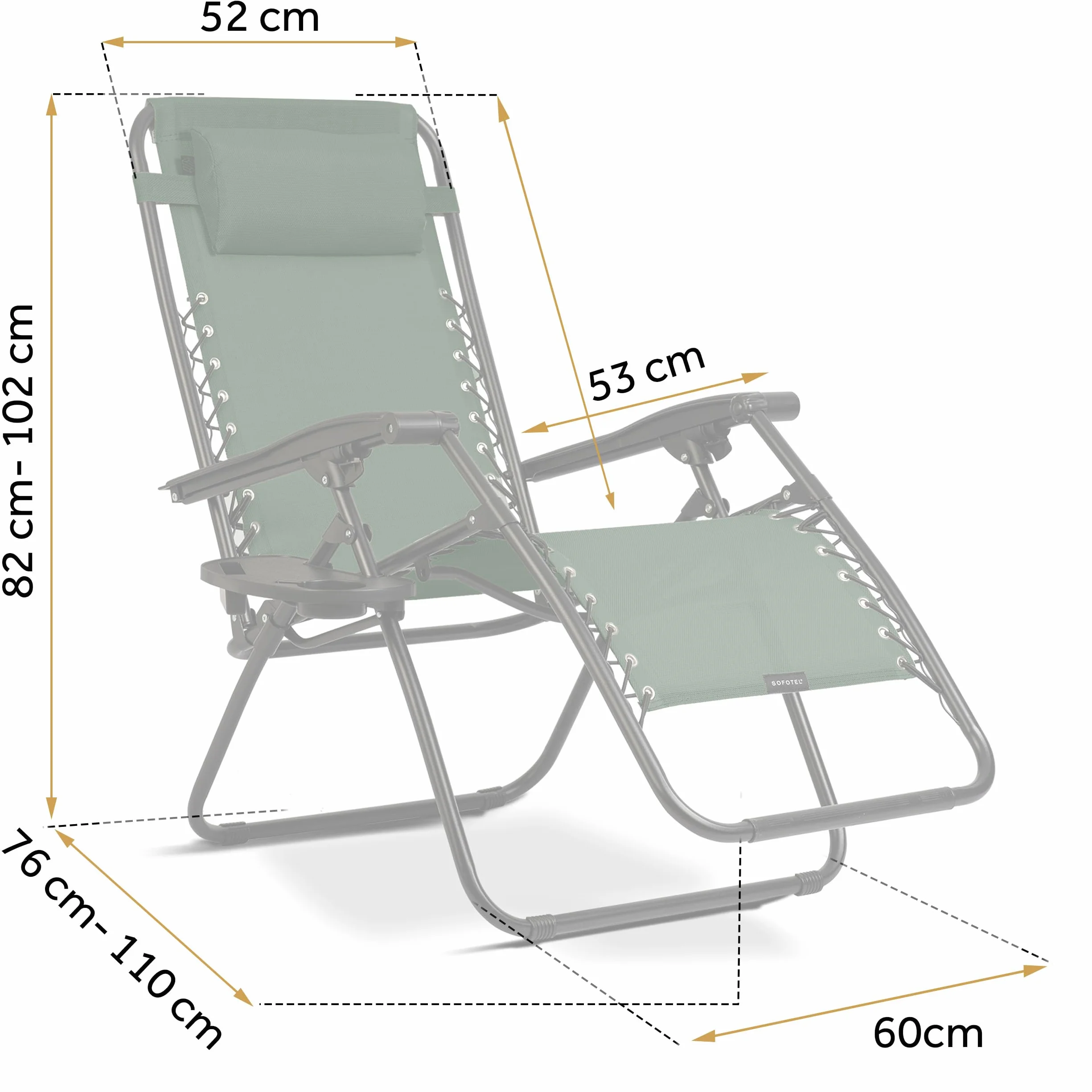Leżak Ogrodowy ChillWell Składany z Poduszką 120 kg 110x102x60 cm Zielony 2 Sztuki