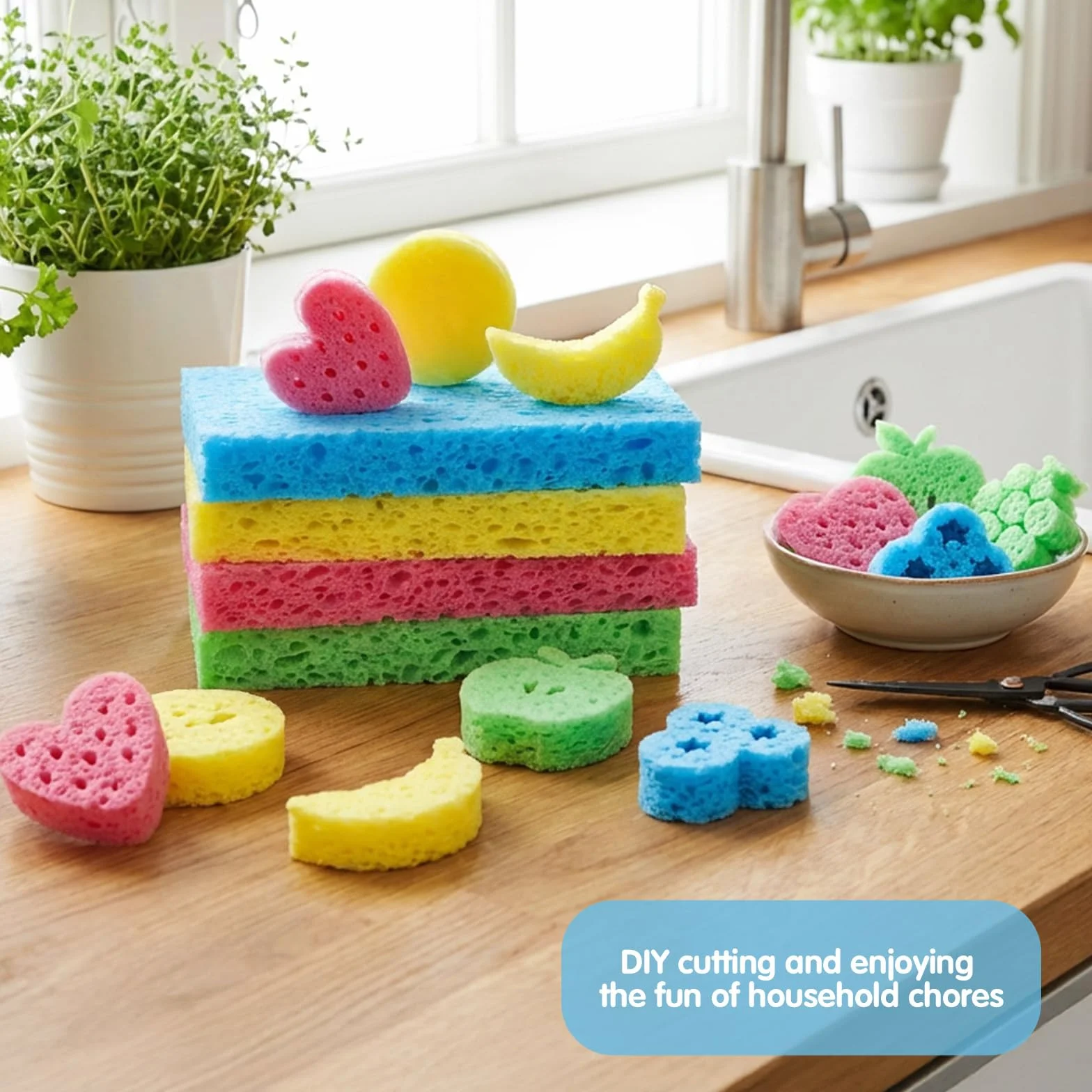Silikonowe gąbki kuchenne 8 sztuk skompresowane celulozowe do szorowania