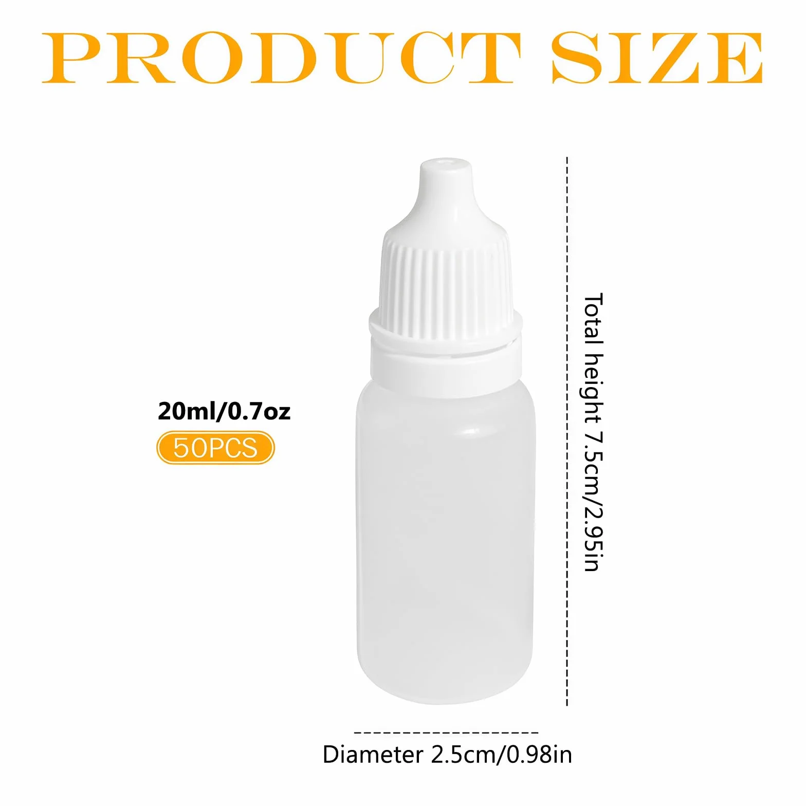 50 szt. 20 ml 0,7 uncji pusty do wielokrotnego napełniania biały plastikowy kubek z kroplomierzem do oczu butelka odpinana wtyczka przenośny pojemnik na olejek eteryczny kosmetyczny opakowanie kosmetyczne opakowanie na twarz pojemnik do przechowywania z n